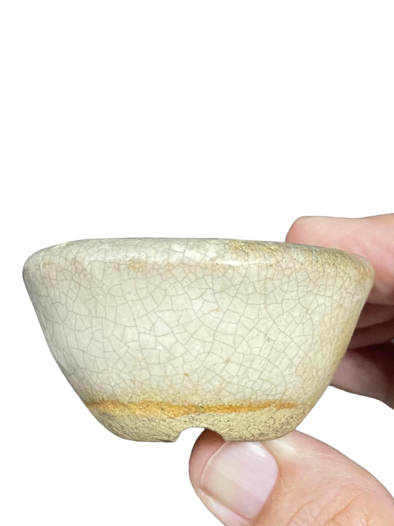 Japanese (Likely Rozan) - Old White Crackle Glazed Bonsai Pot (1-1/2” wide)