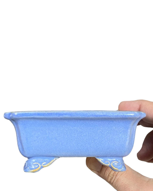 Shozan - Creamy Light Blue Bonsai Pot (4-11/16” wide)
