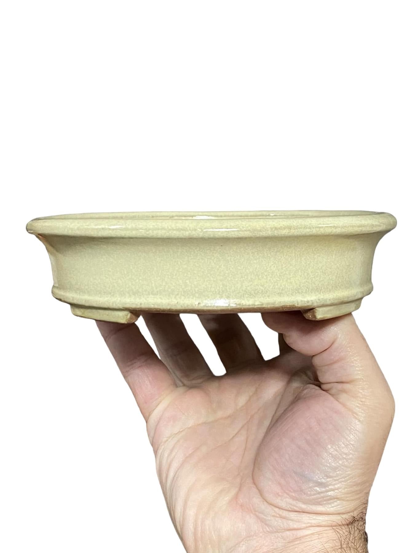Yamafusa - Lower Banded Glazed Oval Bonsai Pot