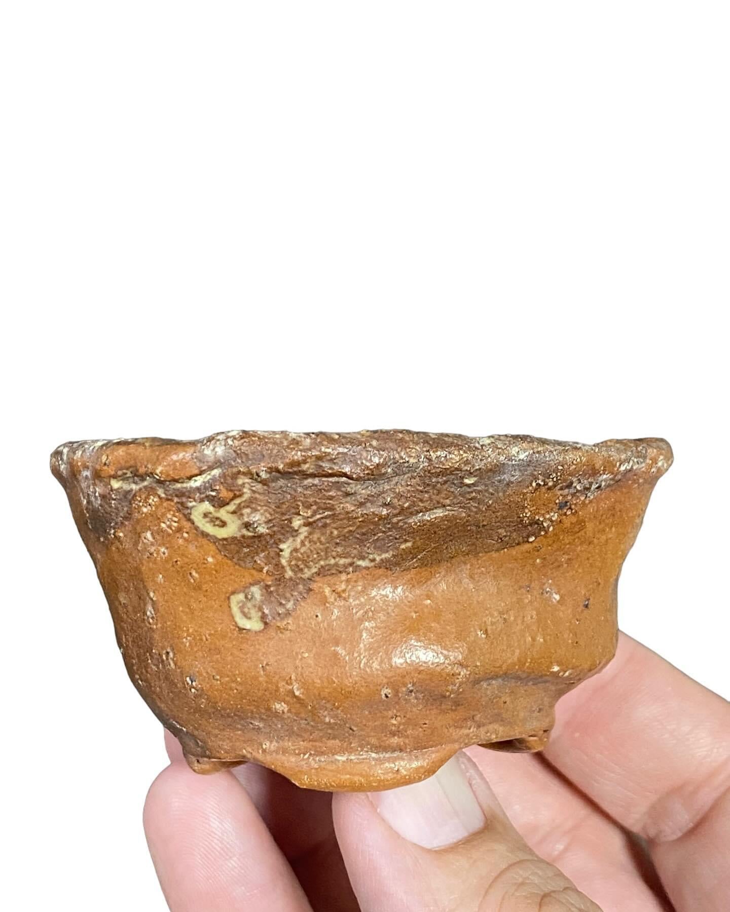 Kotobuki - Old Glazed Pinched Bonsai Pot (2-3/4” wide)