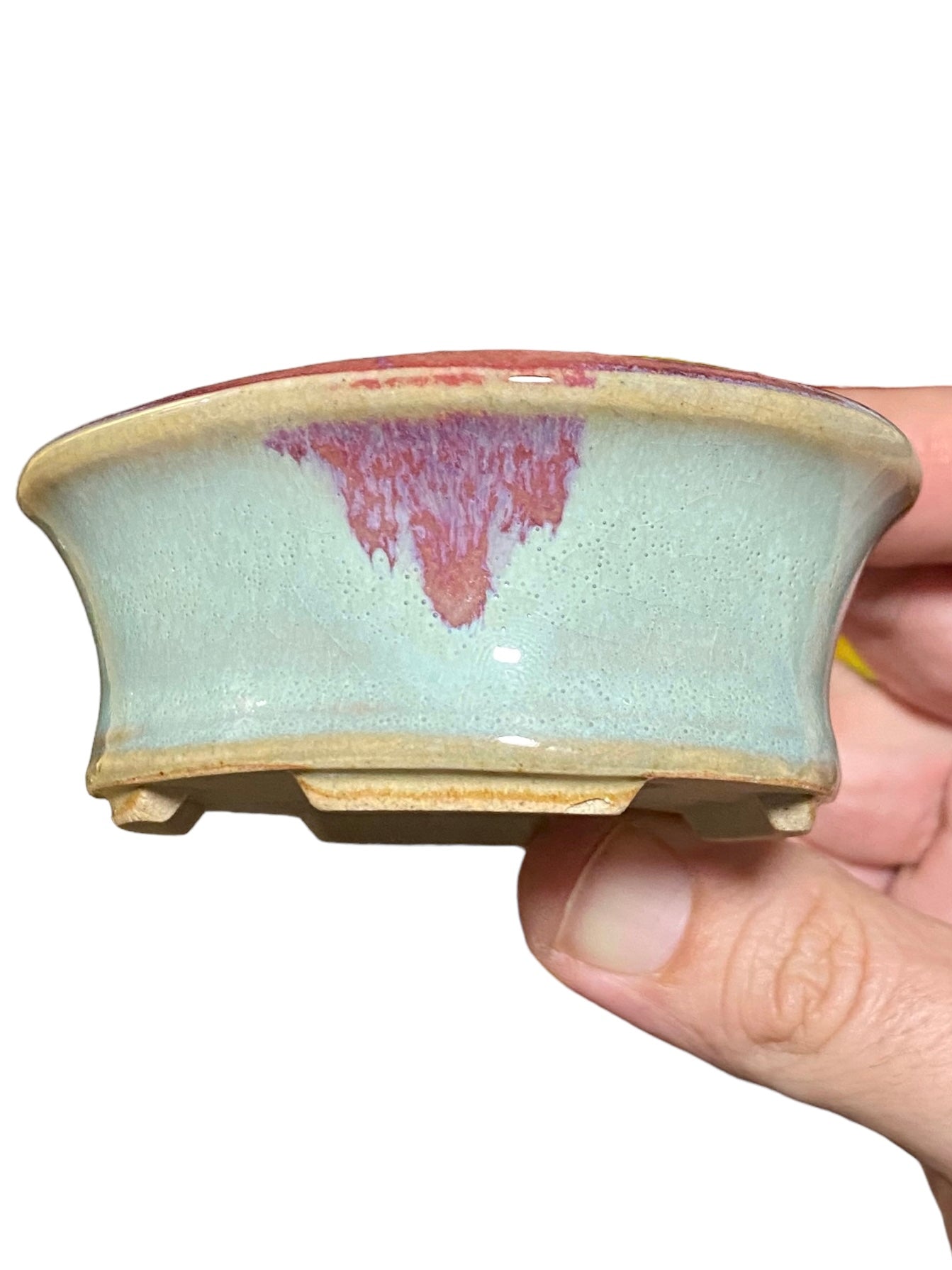 Eimei - Dual Color Crackle Glazed Bonsai Pot