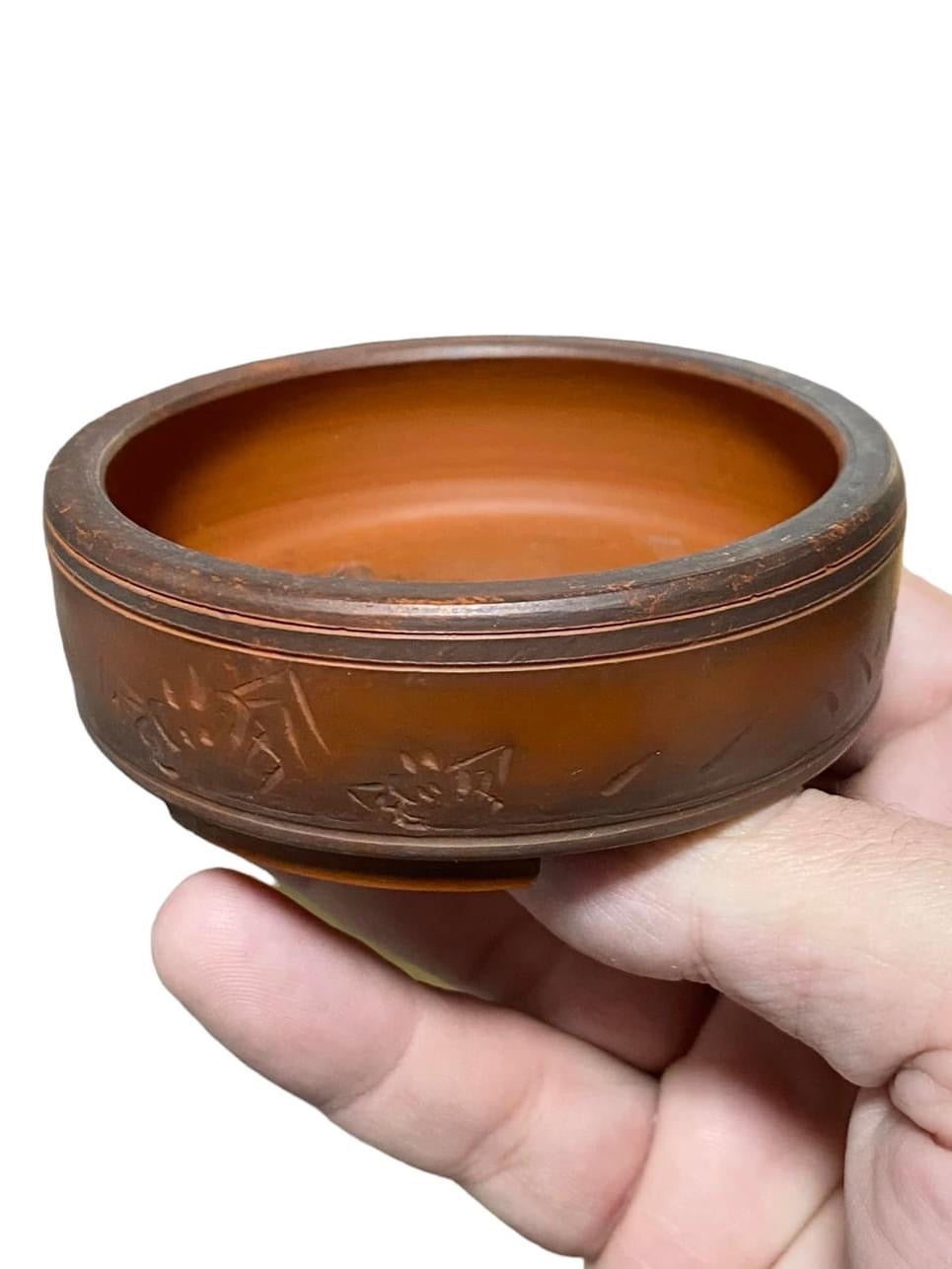 Deiju - Carved Drum Style Bonsai or Accent Pot