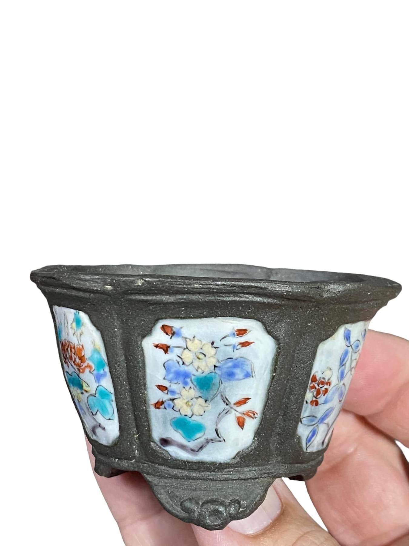 Kutani Houzan - Old Hand Painted Bonsai Pot (2-15/16” wide)