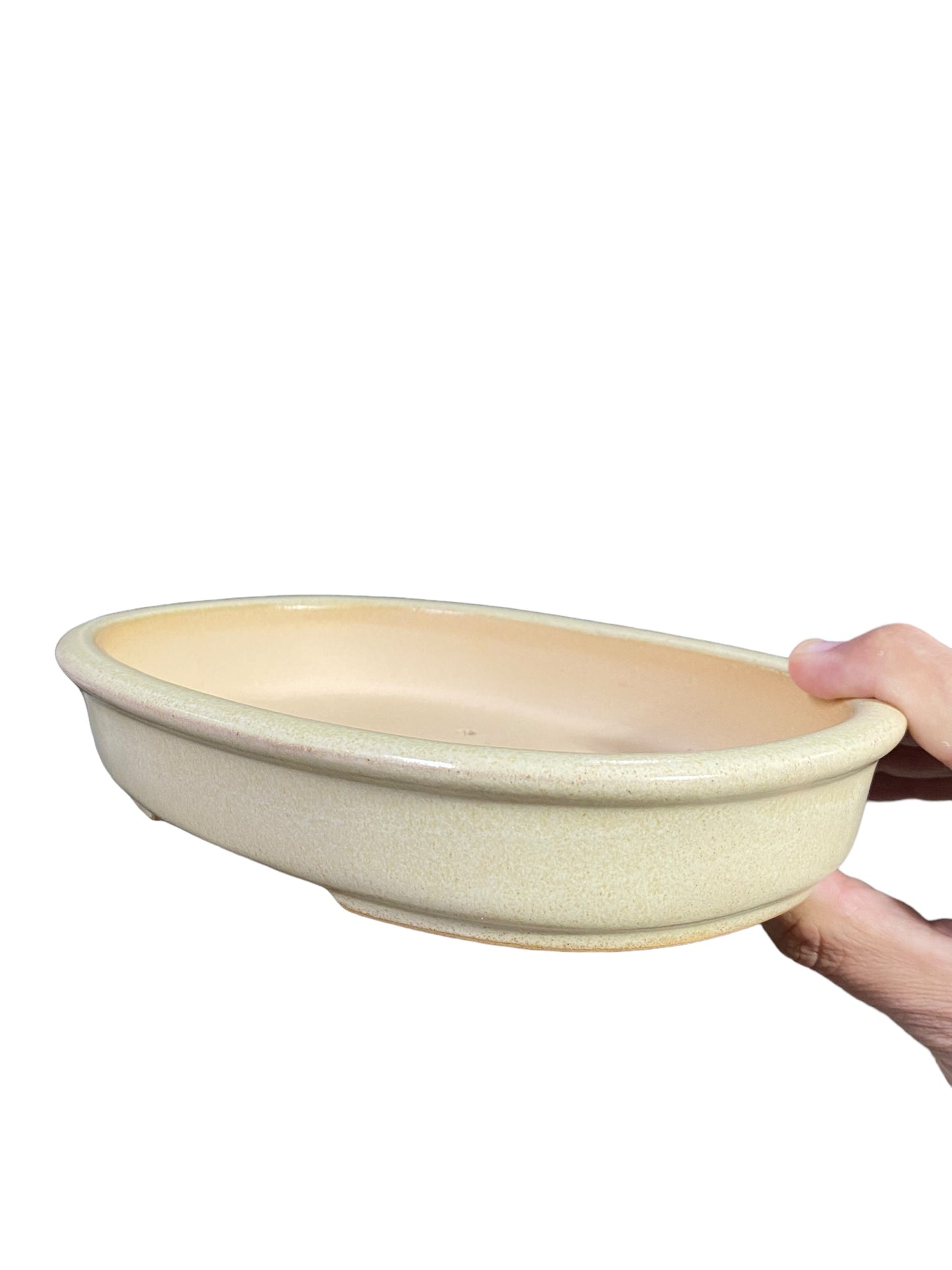 LoveBonsai Glazed Cream Oval Bonsai Pot (8-1/2” wide)