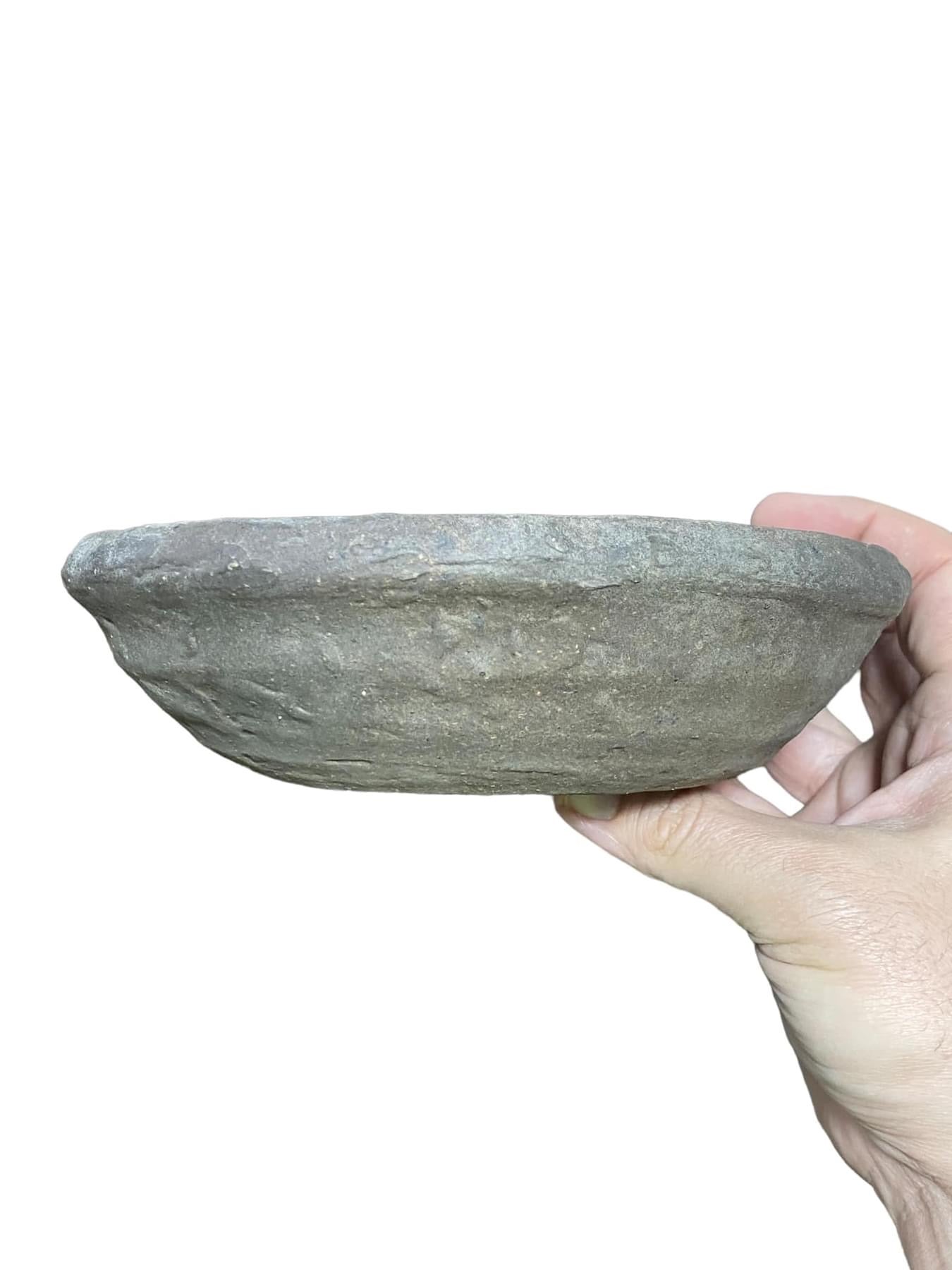 Seizan - Handmade Unglazed Round Bonsai Pot (7-1/4" wide)