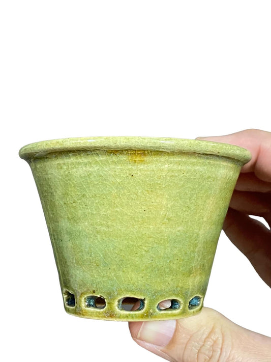 Kinshoen - Very Rare and Stunning Glazed Bonsai Pot (3-1/2” wide)
