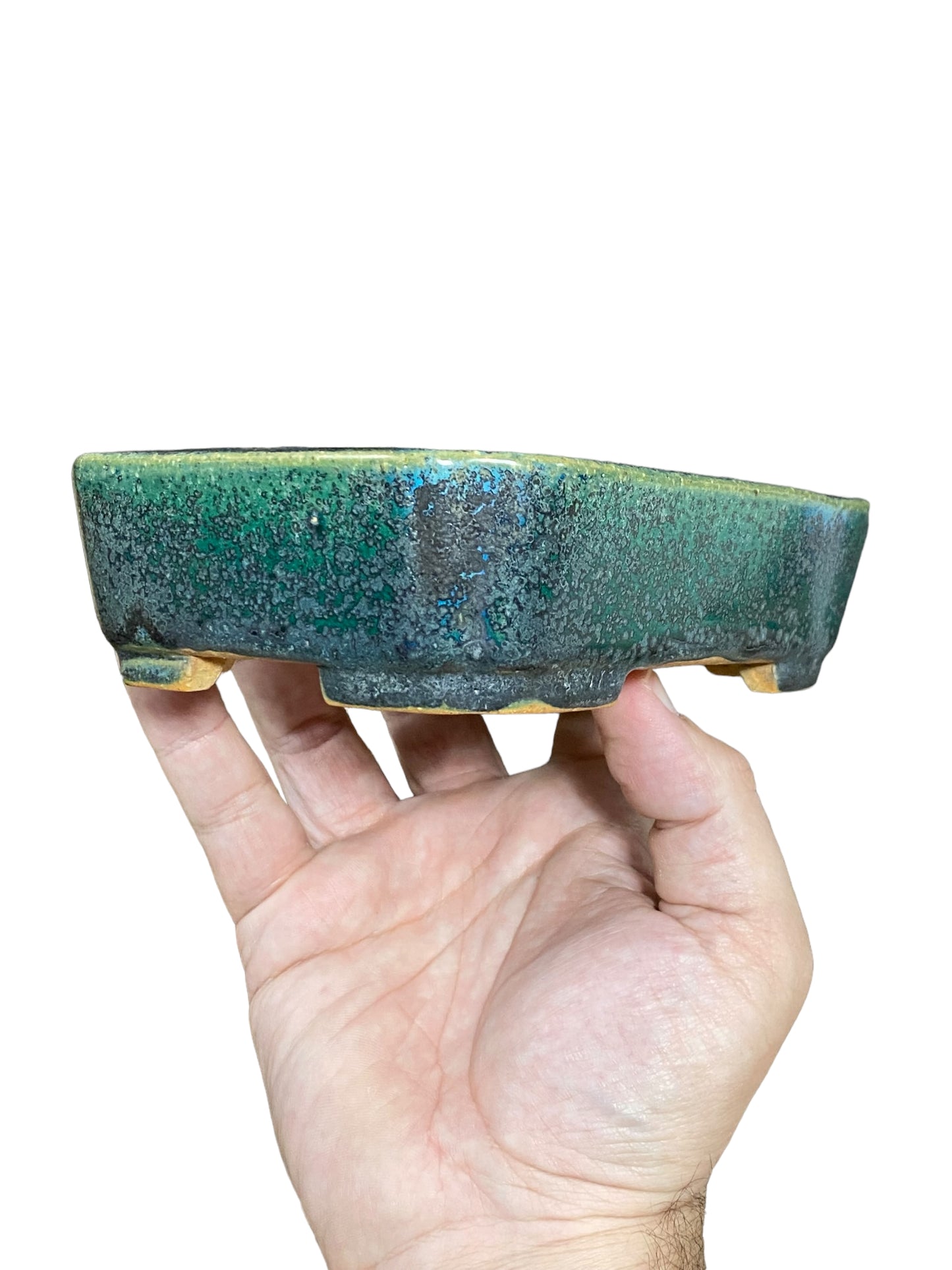 Koyo - Classic Oribe Glazed Rectangle Bonsai Pot