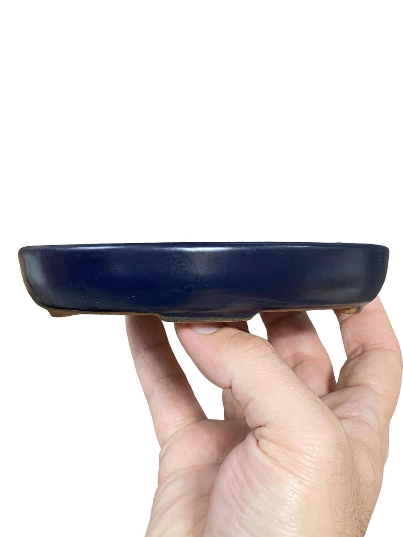 Yamafusa - Ruri Blue Glazed Oval Bonsai Pot