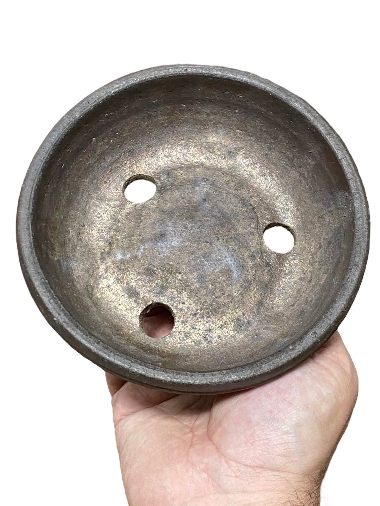 Yamaaki - Rare 2nd Gen Unglazed Round Nanban Style Bonsai Pot