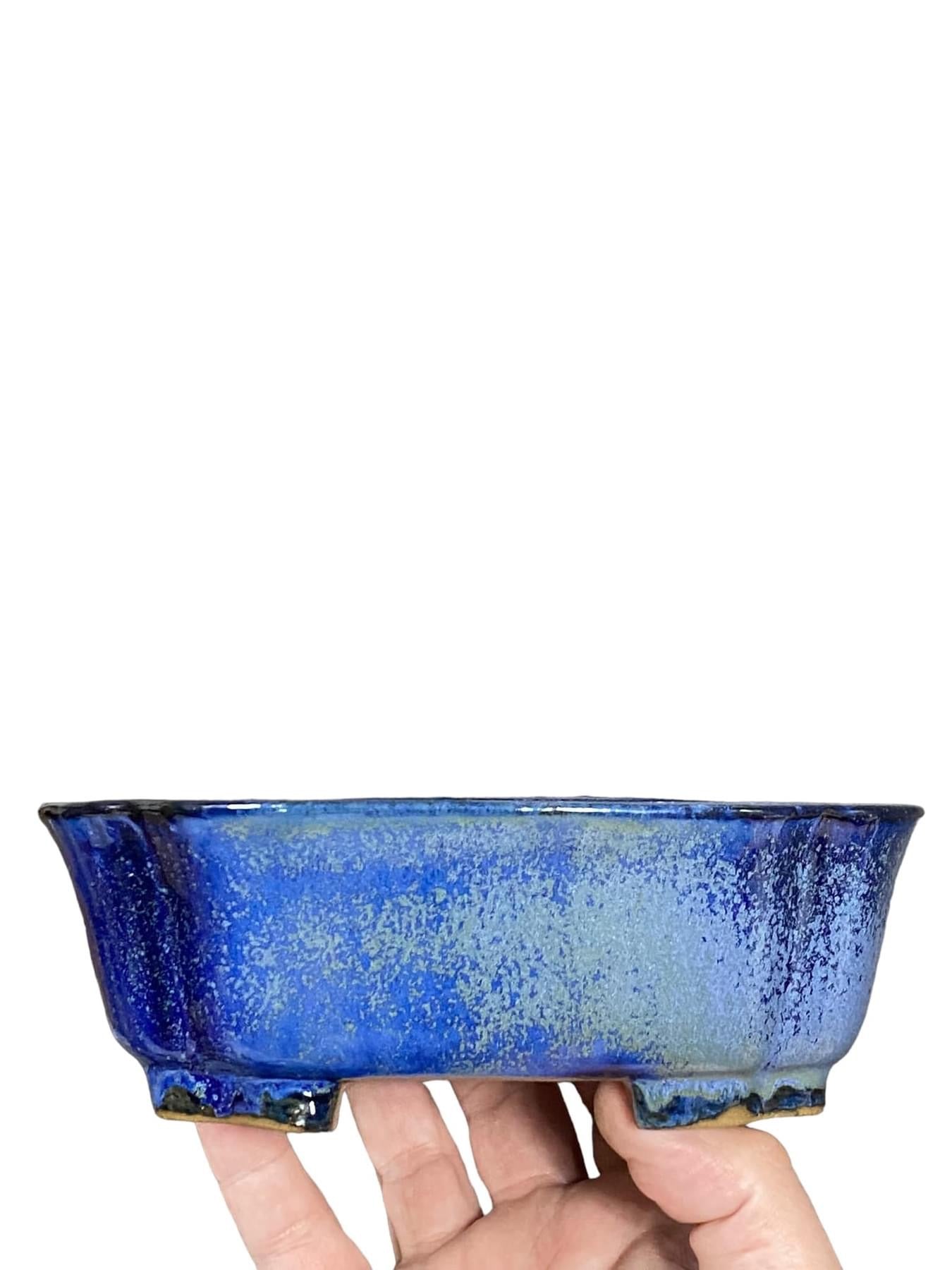 Shibakatsu - Lovely Namako Blue Glazed Bonsai Pot (7-5/16” wide)