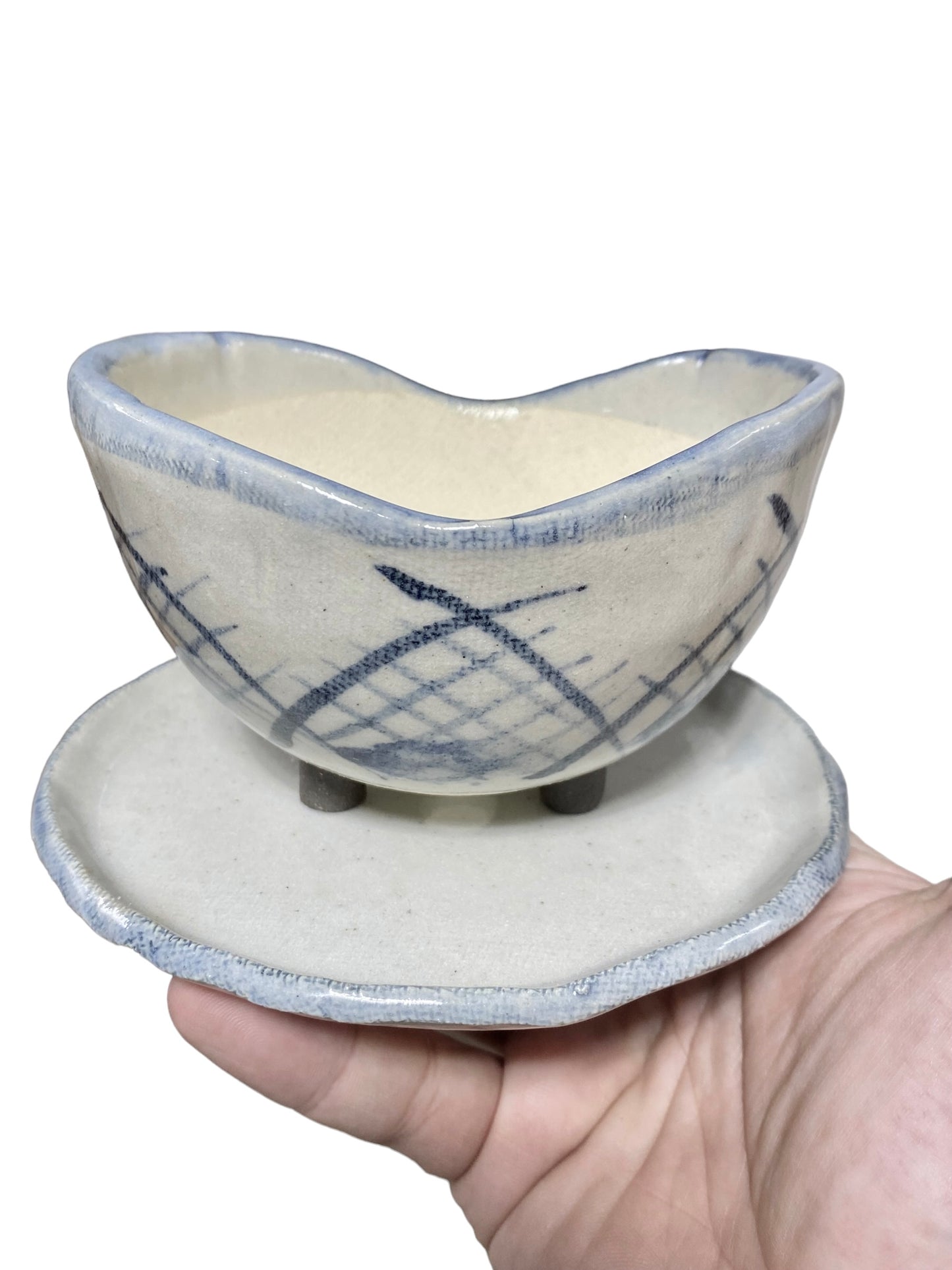 Nanpei - Glazed Footed Bowl Bonsai Pot and Tray Set