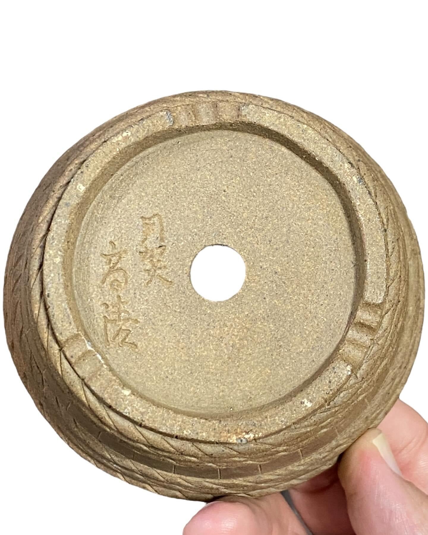 Youga Kiyoshi - Rare Heavy Eched Semi-Cascade Bonsai Pot (4-3/16” wide)
