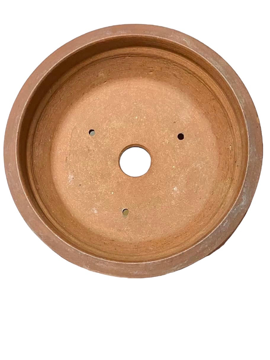 Munenori - Shallow Unglazed Round Bonsai Pot