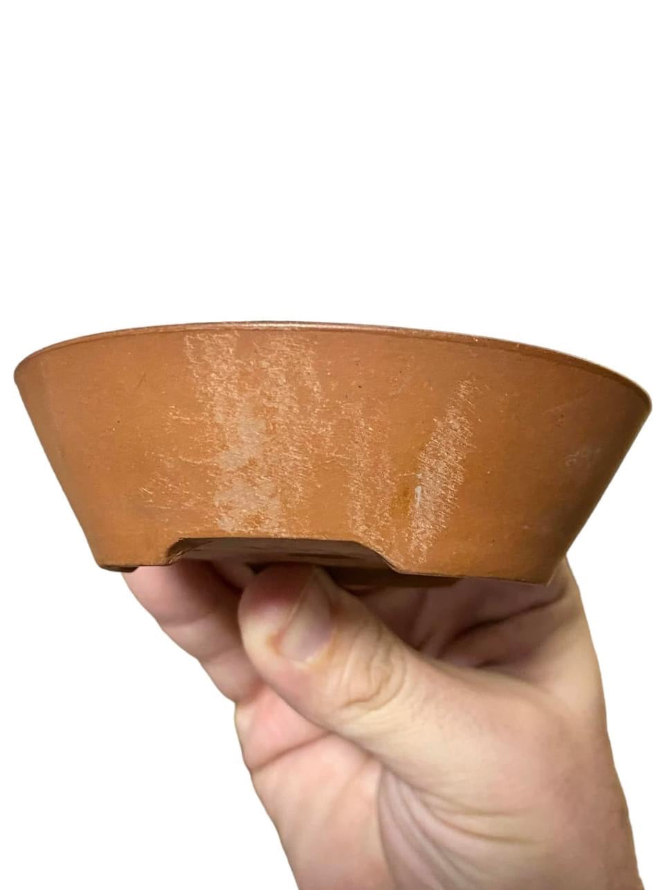 Munenori - Shallow Unglazed Round Bonsai Pot