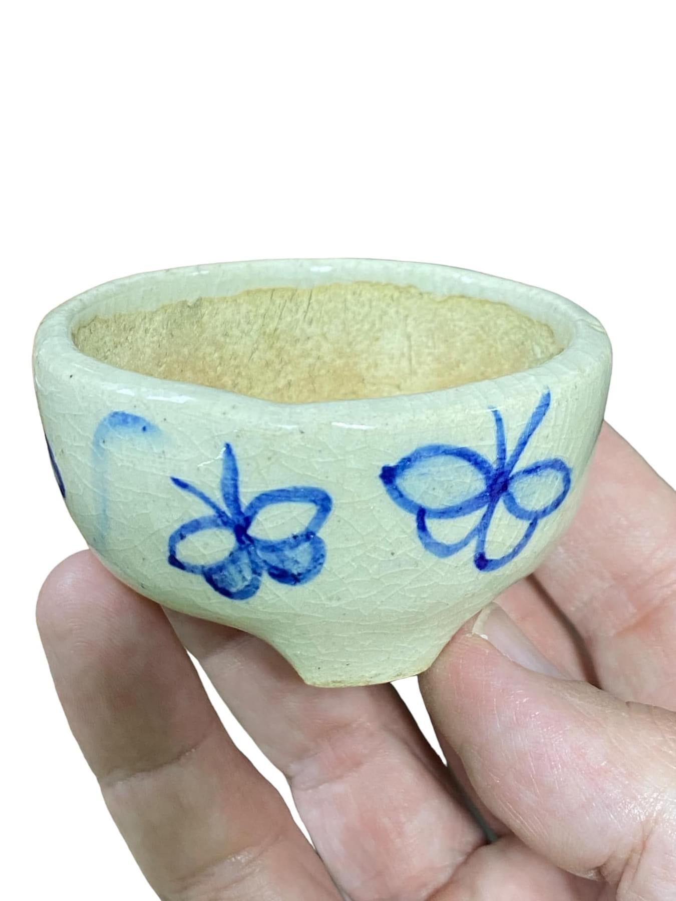 Mituyama - Crackle Glazed Hand Painted Bonsai Pot