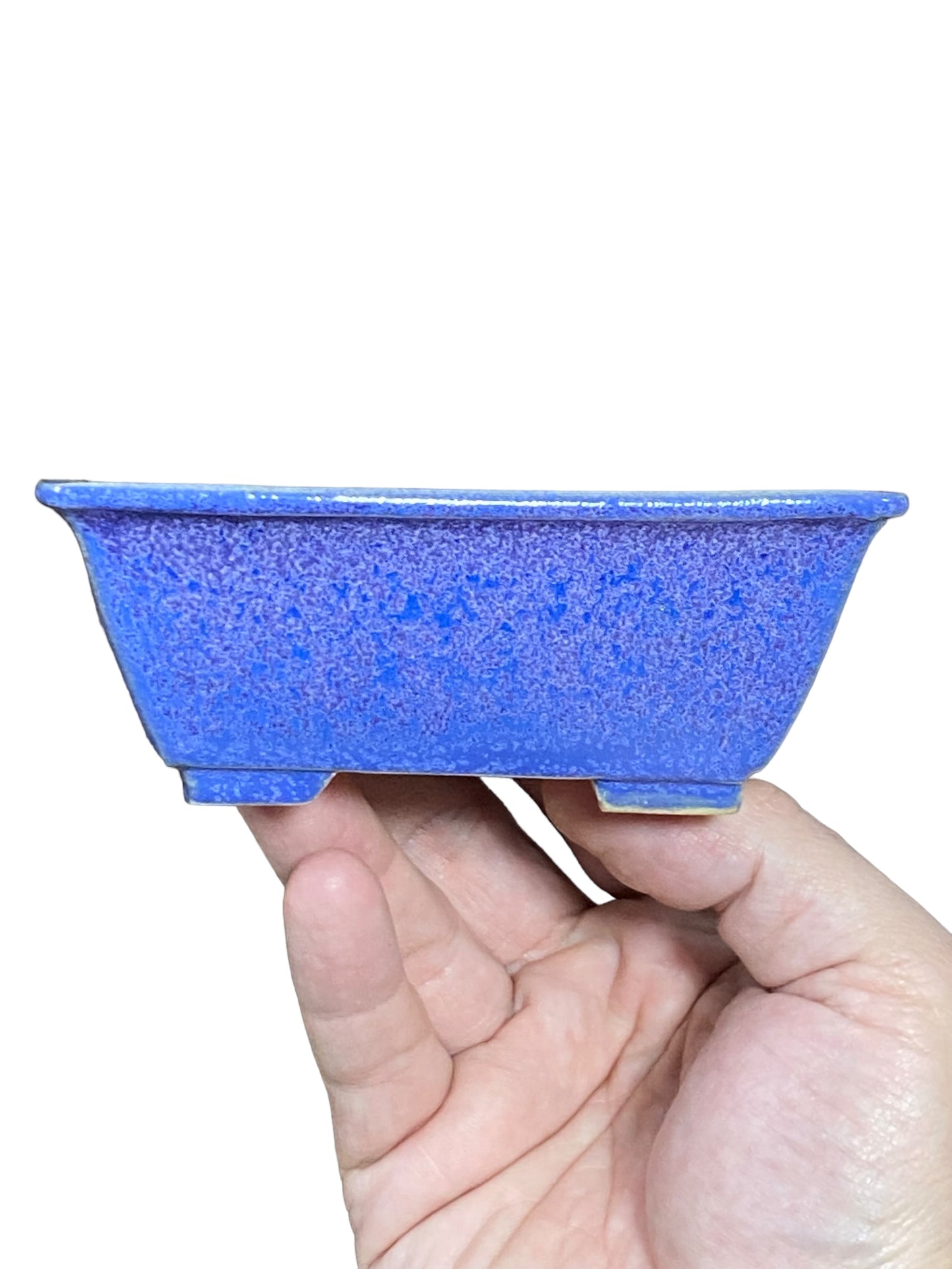 Eimei - Lovely Glazed Rectangle Bonsai Pot (4-7/8" wide)