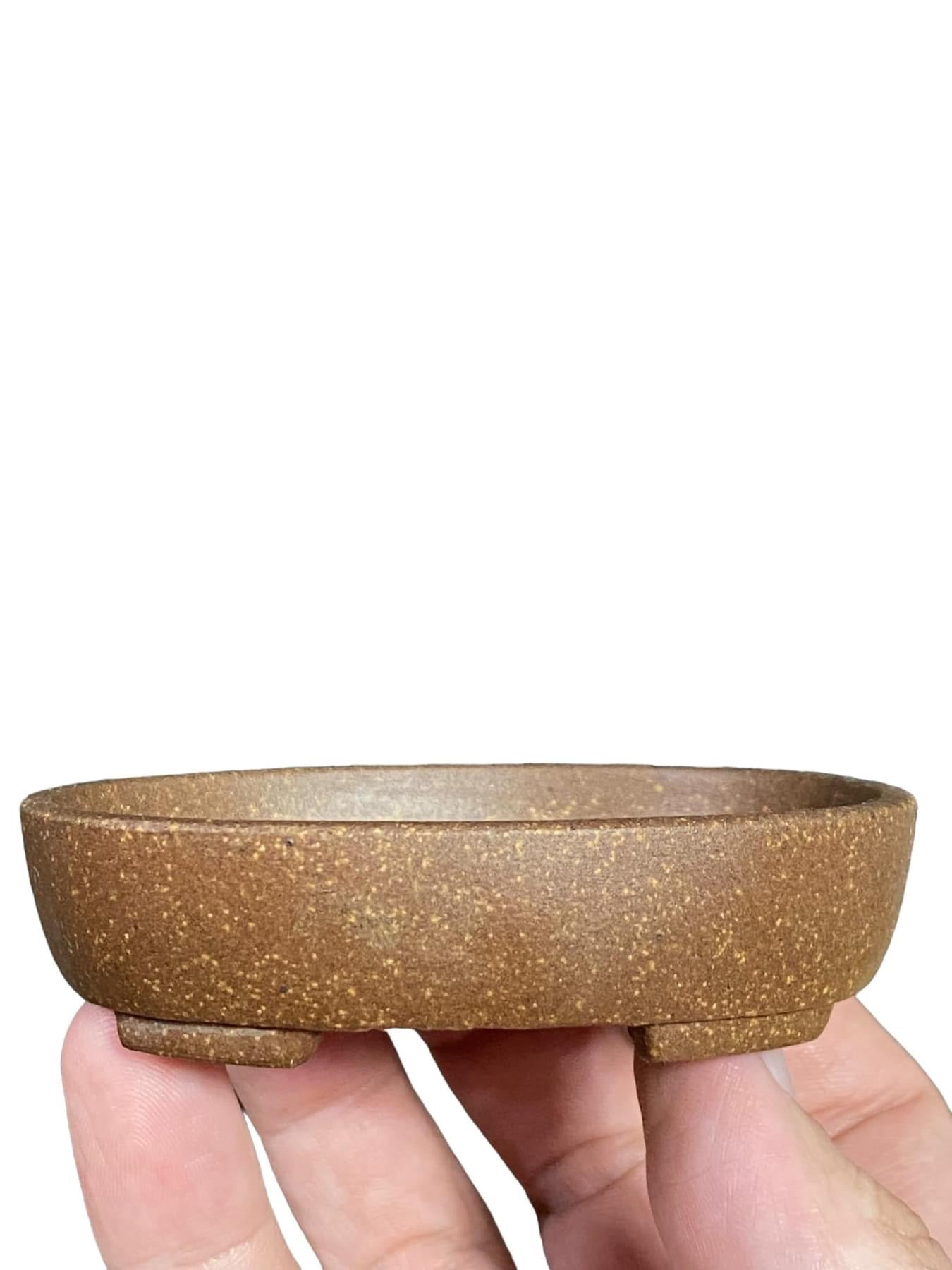 Mituyama - Unglazed Oval Bonsai Pot (3-1/2” wide)