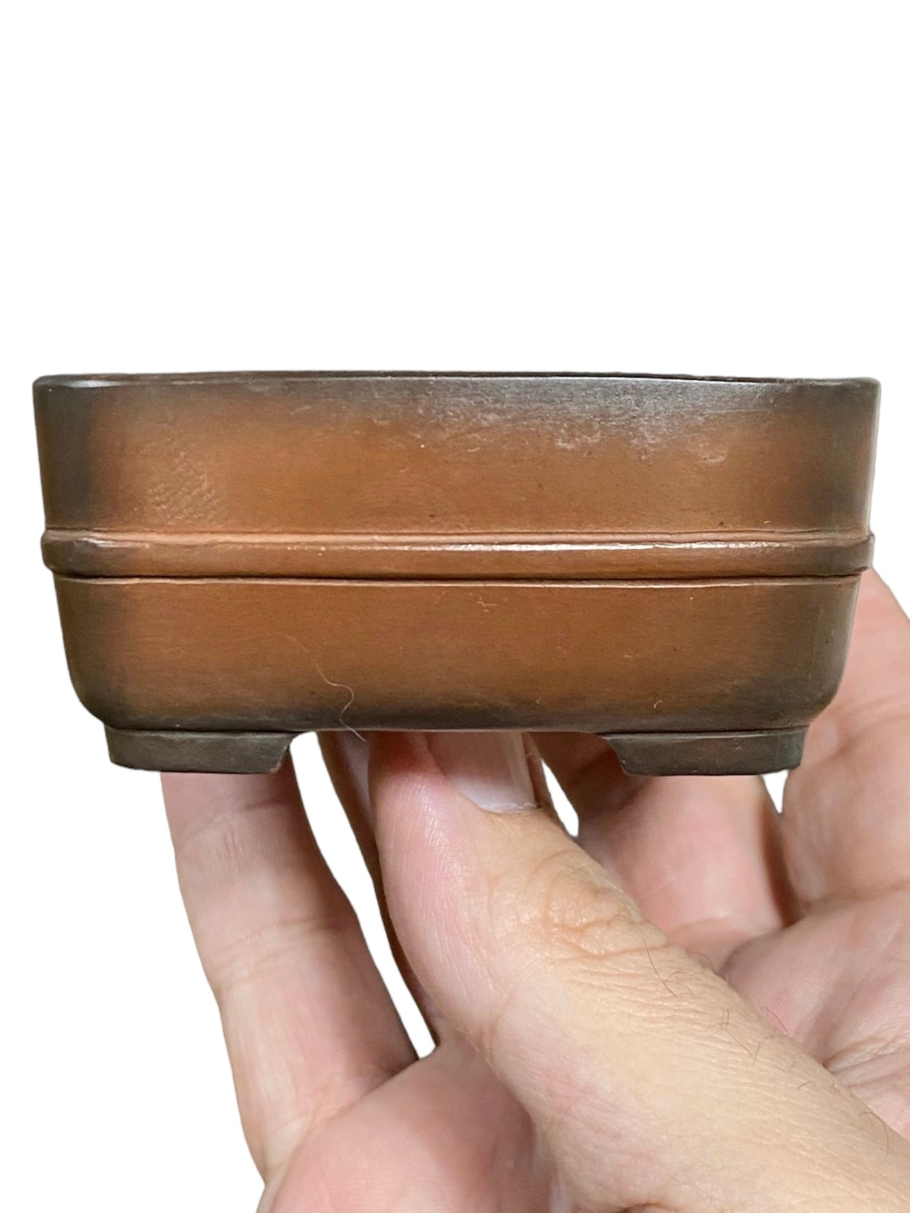 Bigei - Beautiful Old Banded Rectangle Shaped Bonsai Pot