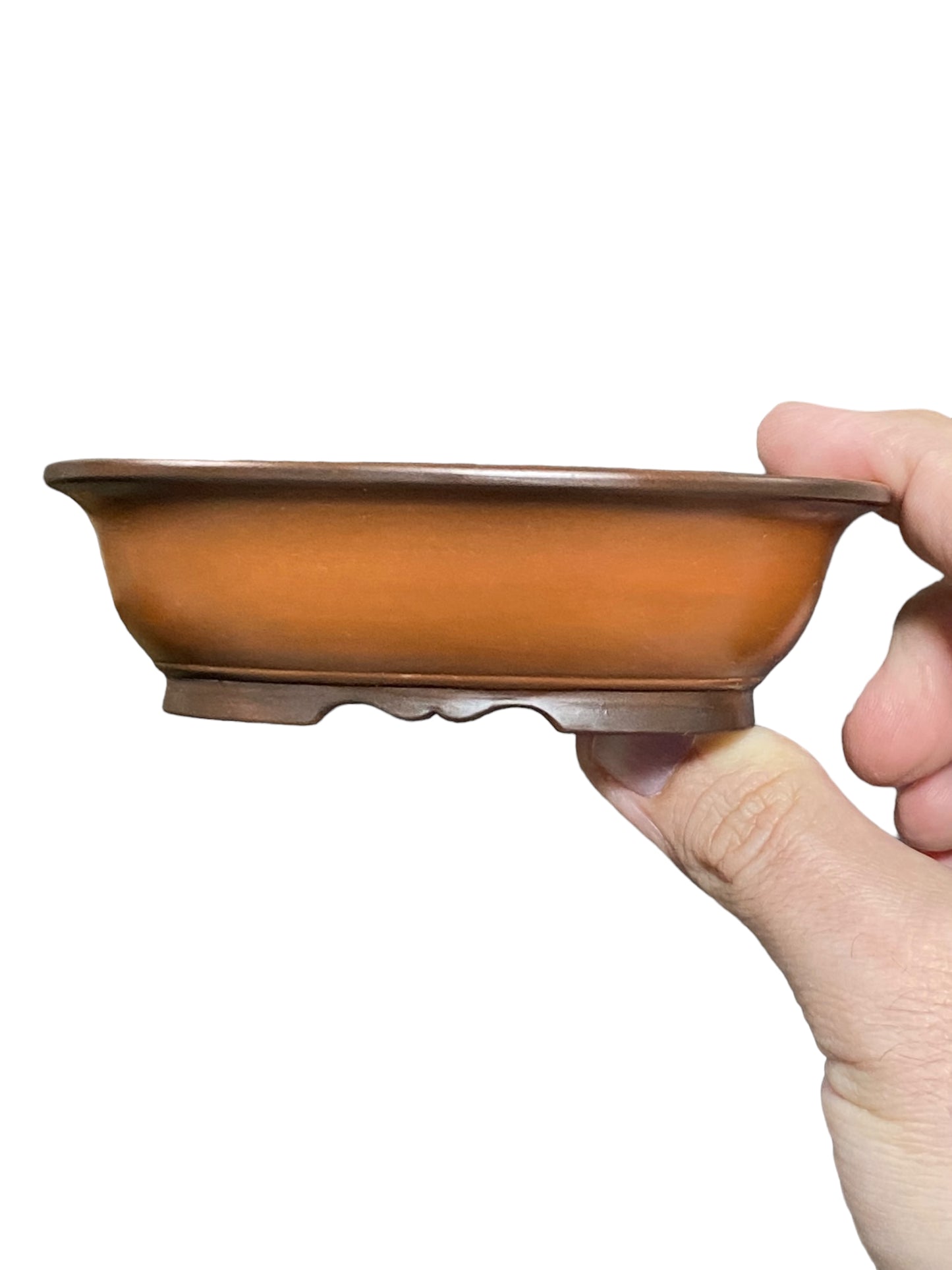 Hokidou - Beautiful Old Banded Oval Shaped Bonsai Pot