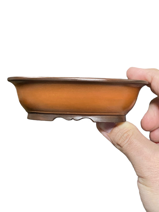 Hokidou - Beautiful Old Banded Oval Shaped Bonsai Pot