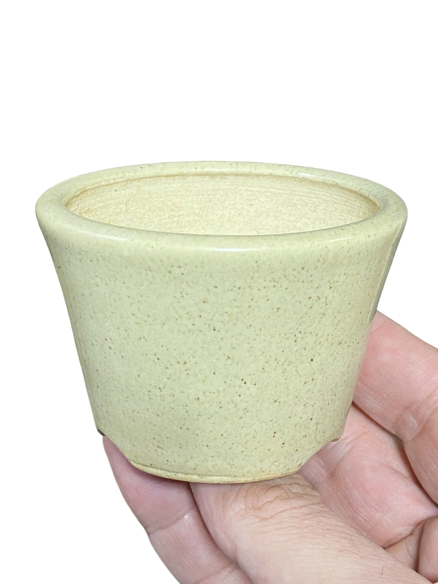 Bikoh - Cream Glazed Mame Round Bonsai Pot