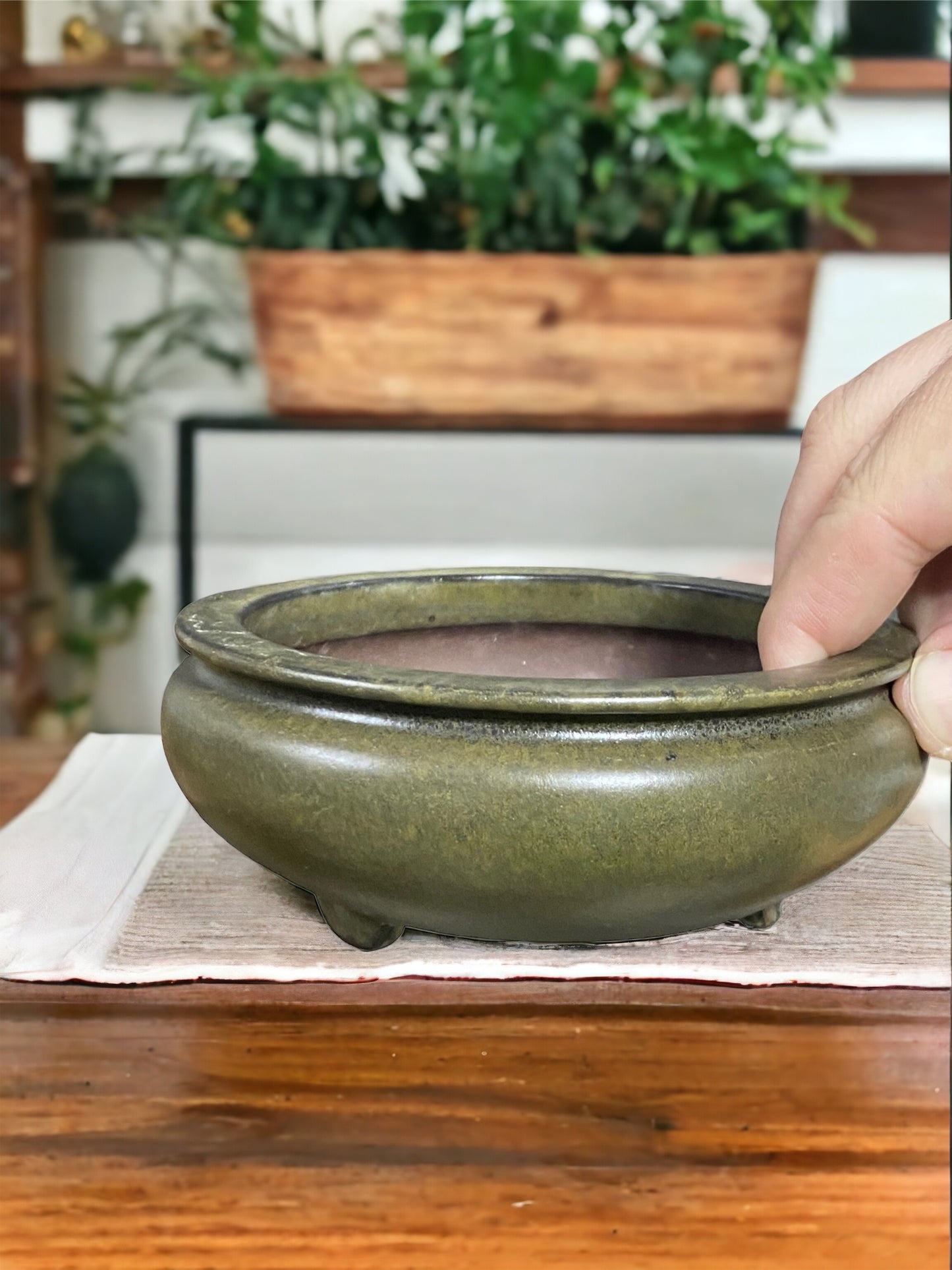 Tosui - Large Footed Bag Style Bonsai Pot
