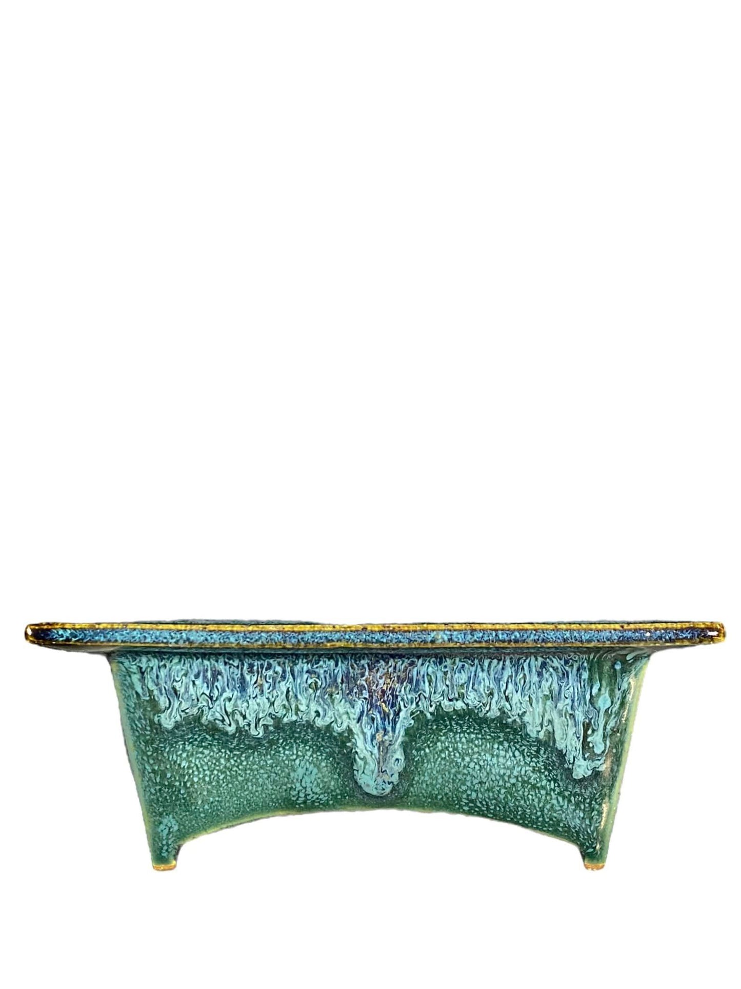 Kiyoshi Kiowai “Fuka” - Glazed Rectangle Bonsai Pot (7-1/2" wide)