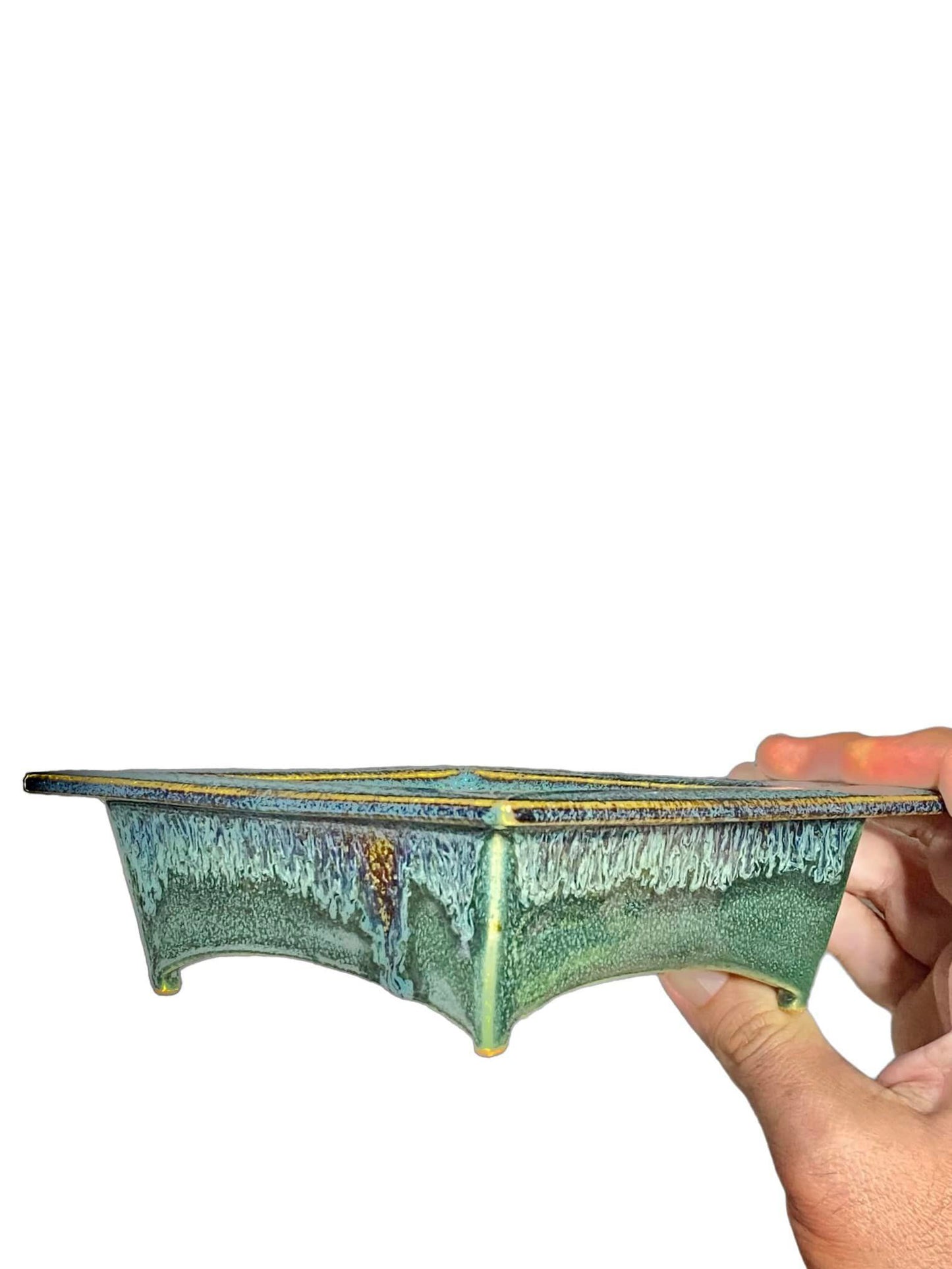 Kiyoshi Kiowai “Fuka” - Glazed Rectangle Bonsai Pot (7-1/2" wide)