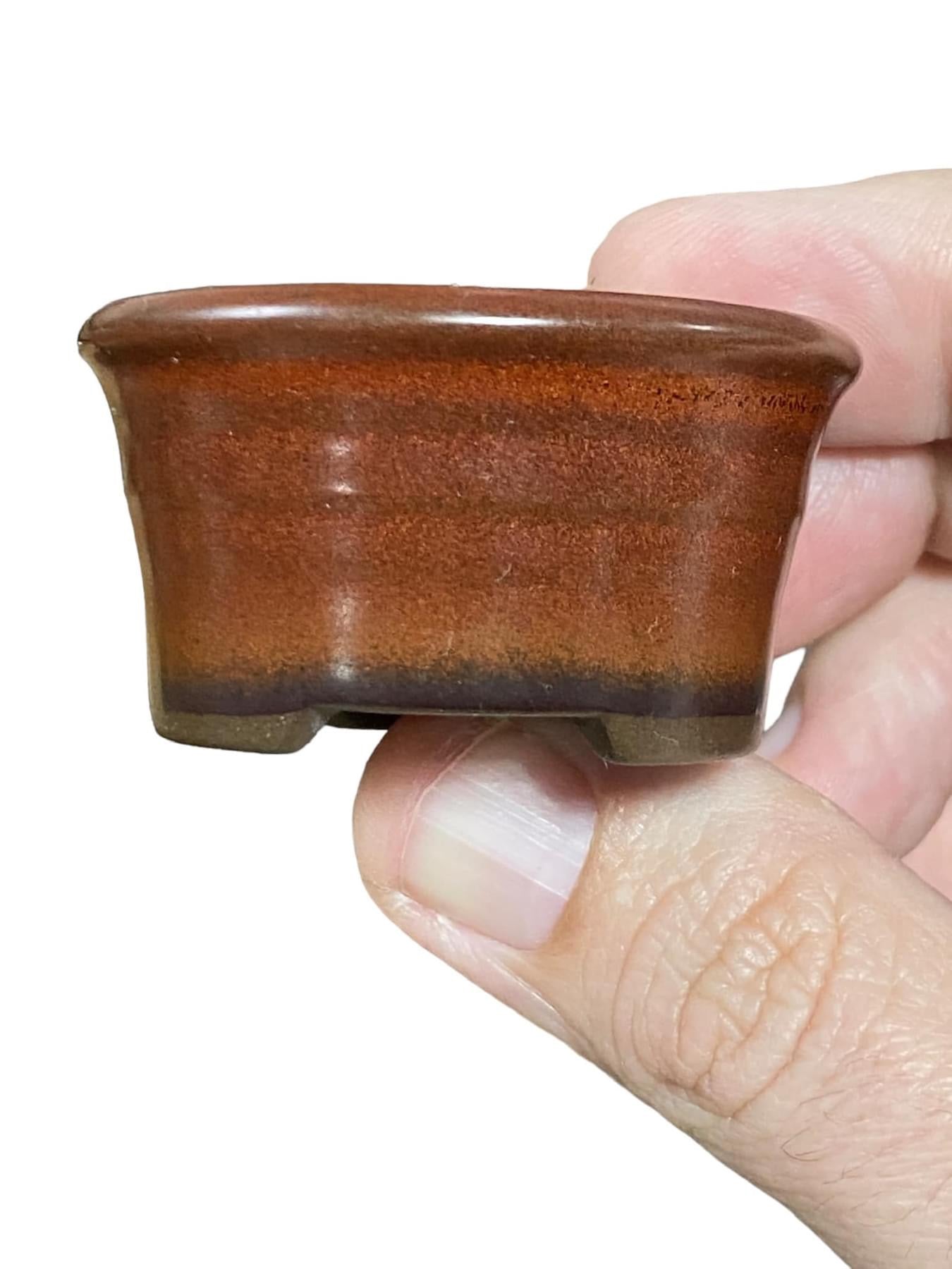 Japanese - Beautiful Glazed Round Bonsai Pot from Japan