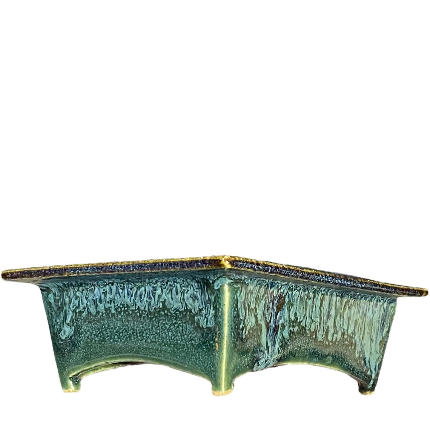 Kiyoshi Kiowai “Fuka” - Exquisitely Glazed Bonsai Pot (6" wide)