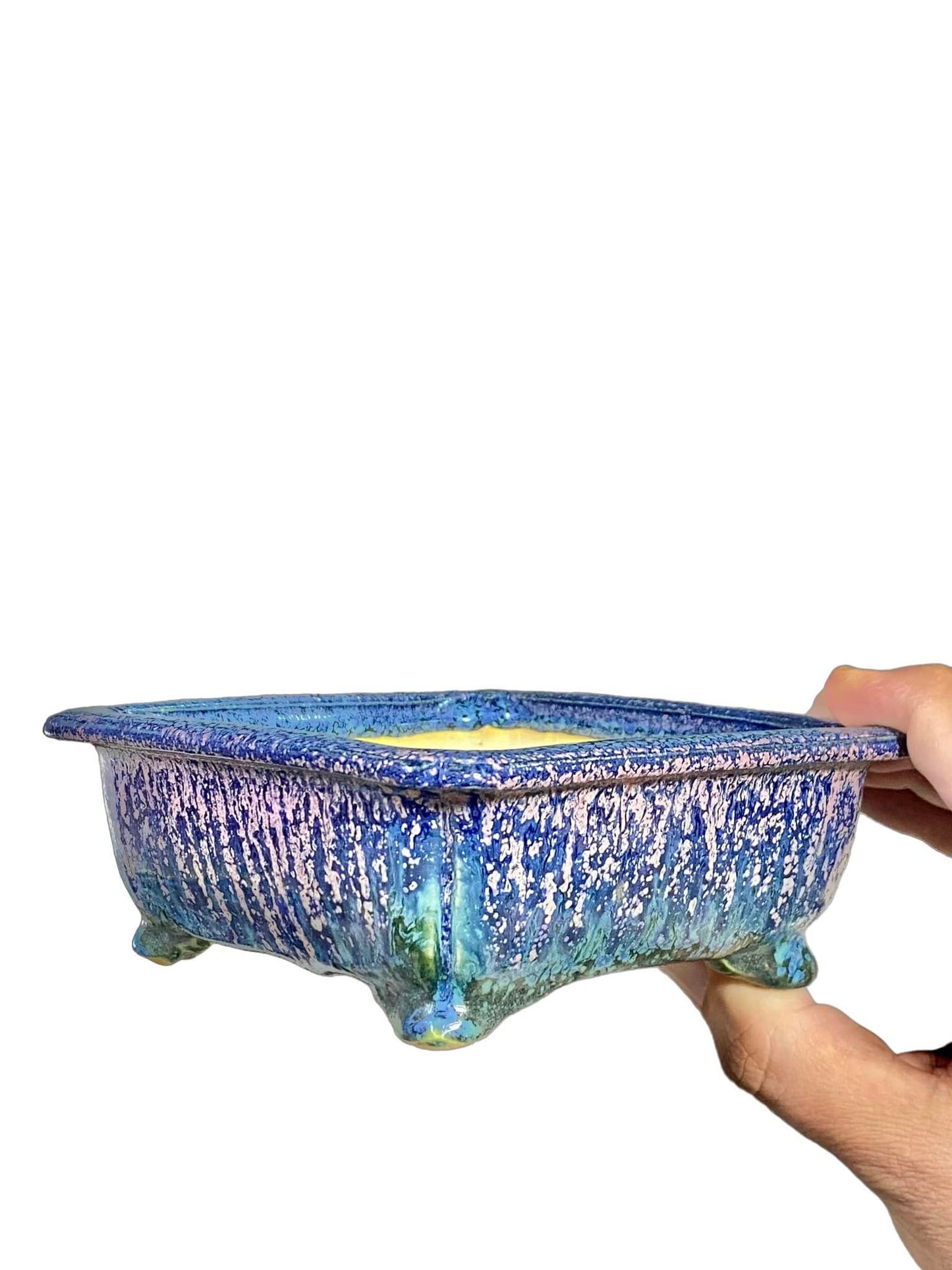 Kiyoshi Kiowai “Fuka” - Beautifully Glazed Deep Bonsai Pot (6" wide)