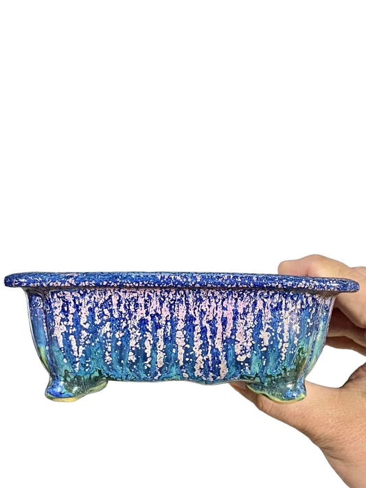 Kiyoshi Kiowai “Fuka” - Beautifully Glazed Deep Bonsai Pot (6" wide)