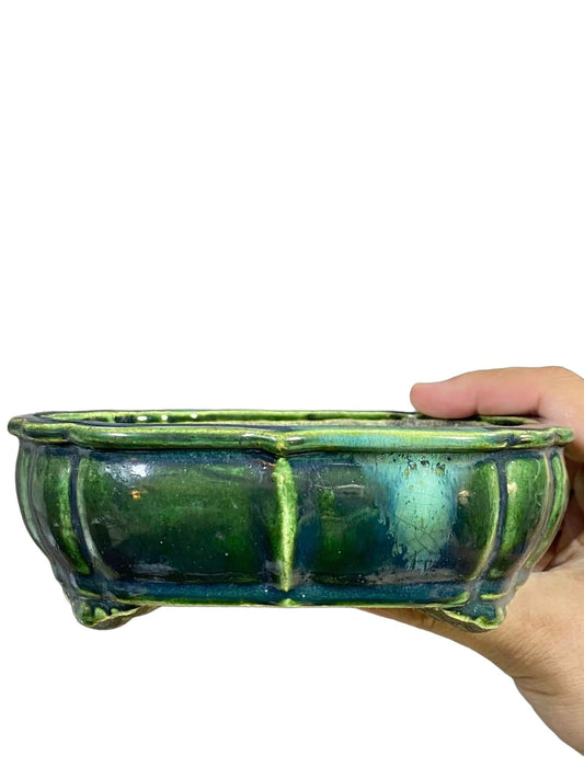 Satomi Terahata - Stunning Ancient Lotus Shaped Bonsai Pot (6-3/4" wide)