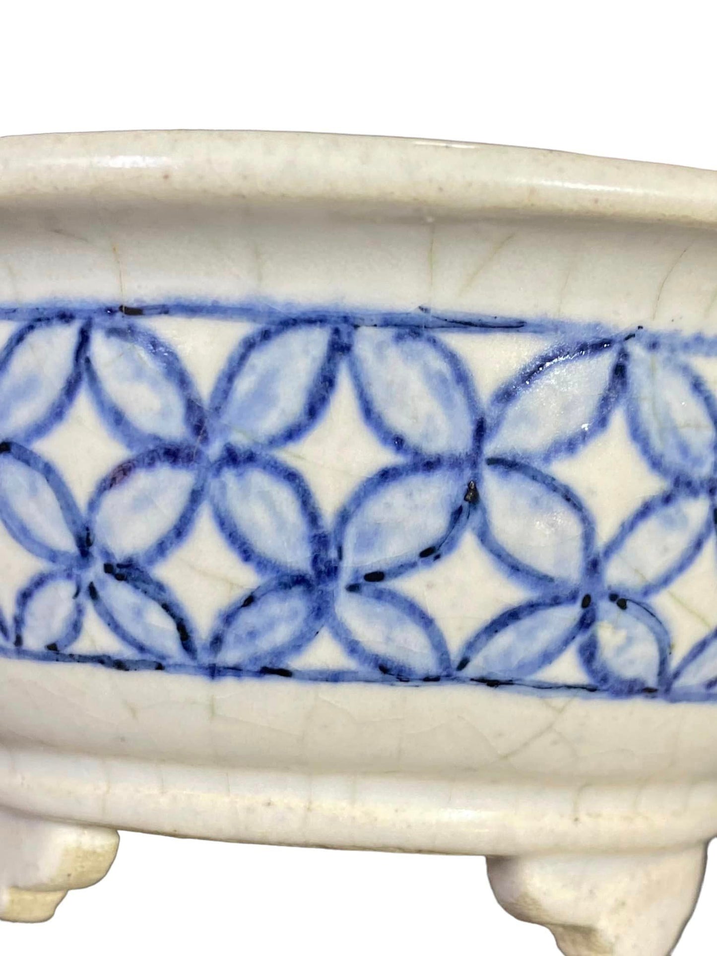 Ikegami - Hand painted Geometric Design Bonsai Pot 3-11/16" wide)