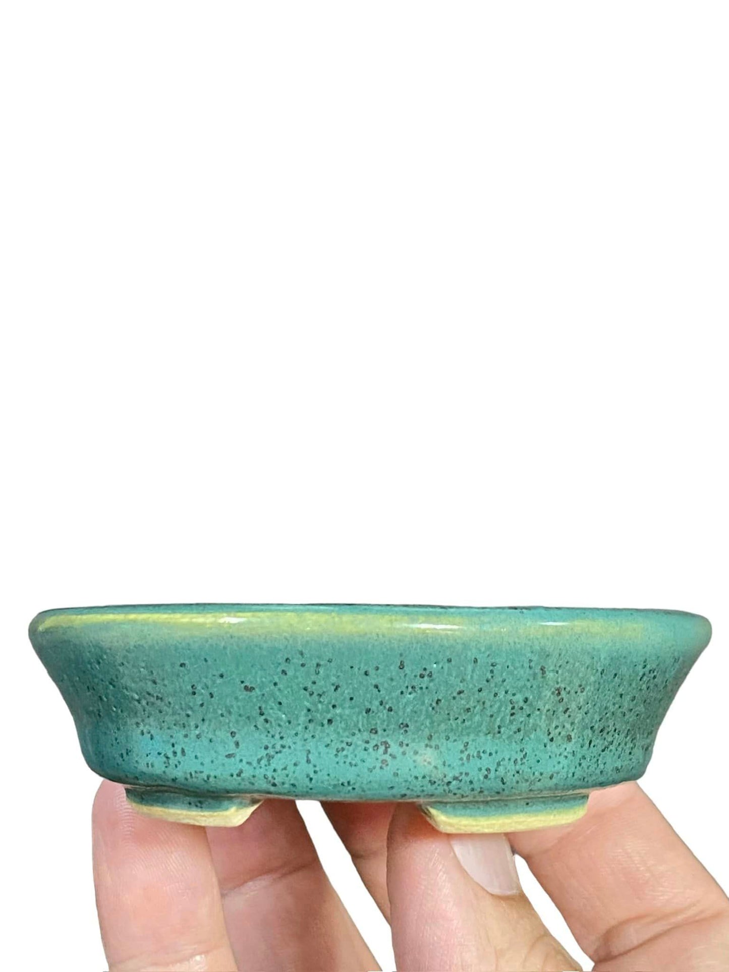 Toshiake Matsushige "Dokou" - Lovely Teal Oval Bonsai Pot (4" wide)