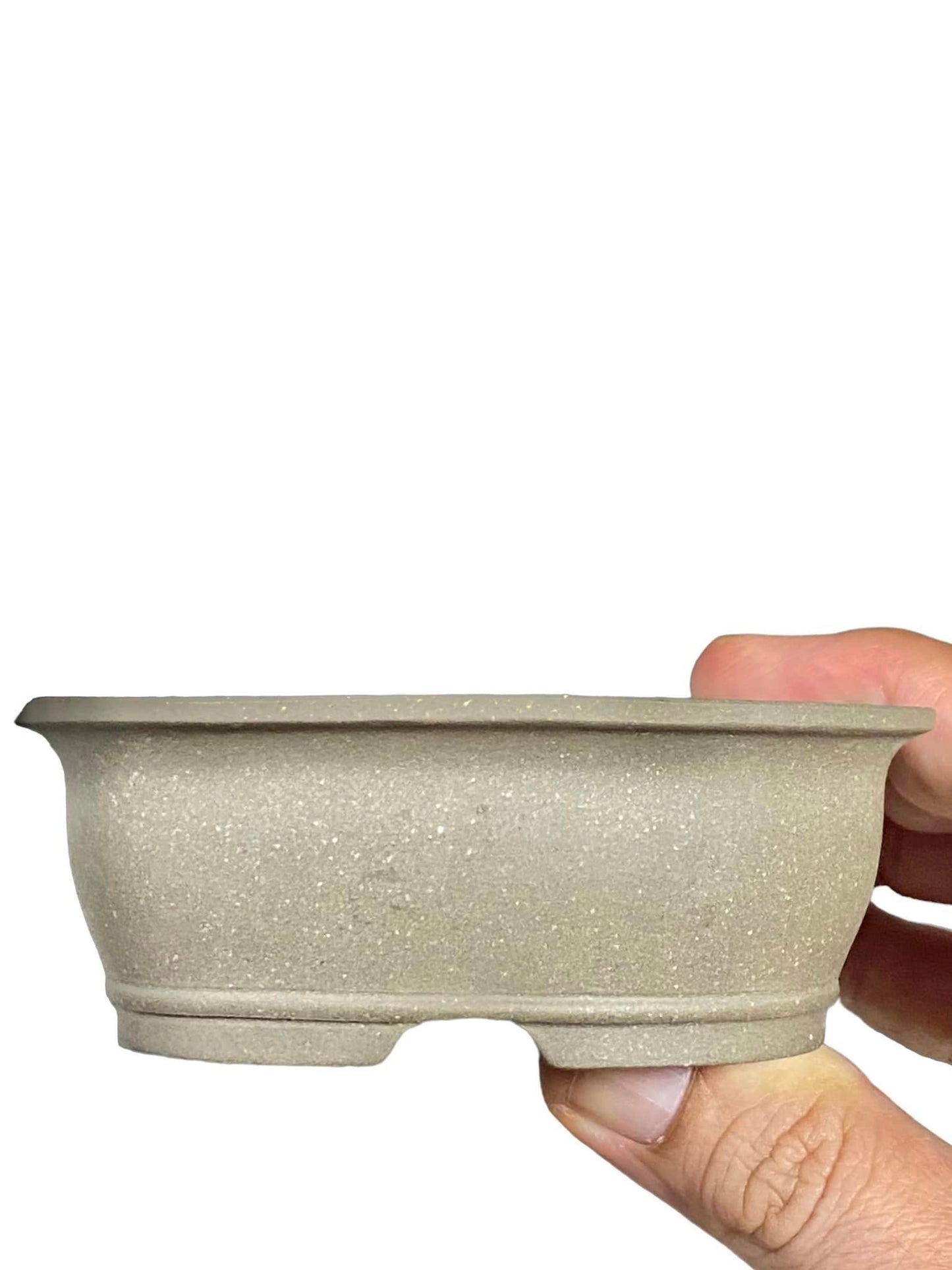 Hokidou - Rare Unglazed Deep Oval Bonsai Pot (4" wide)