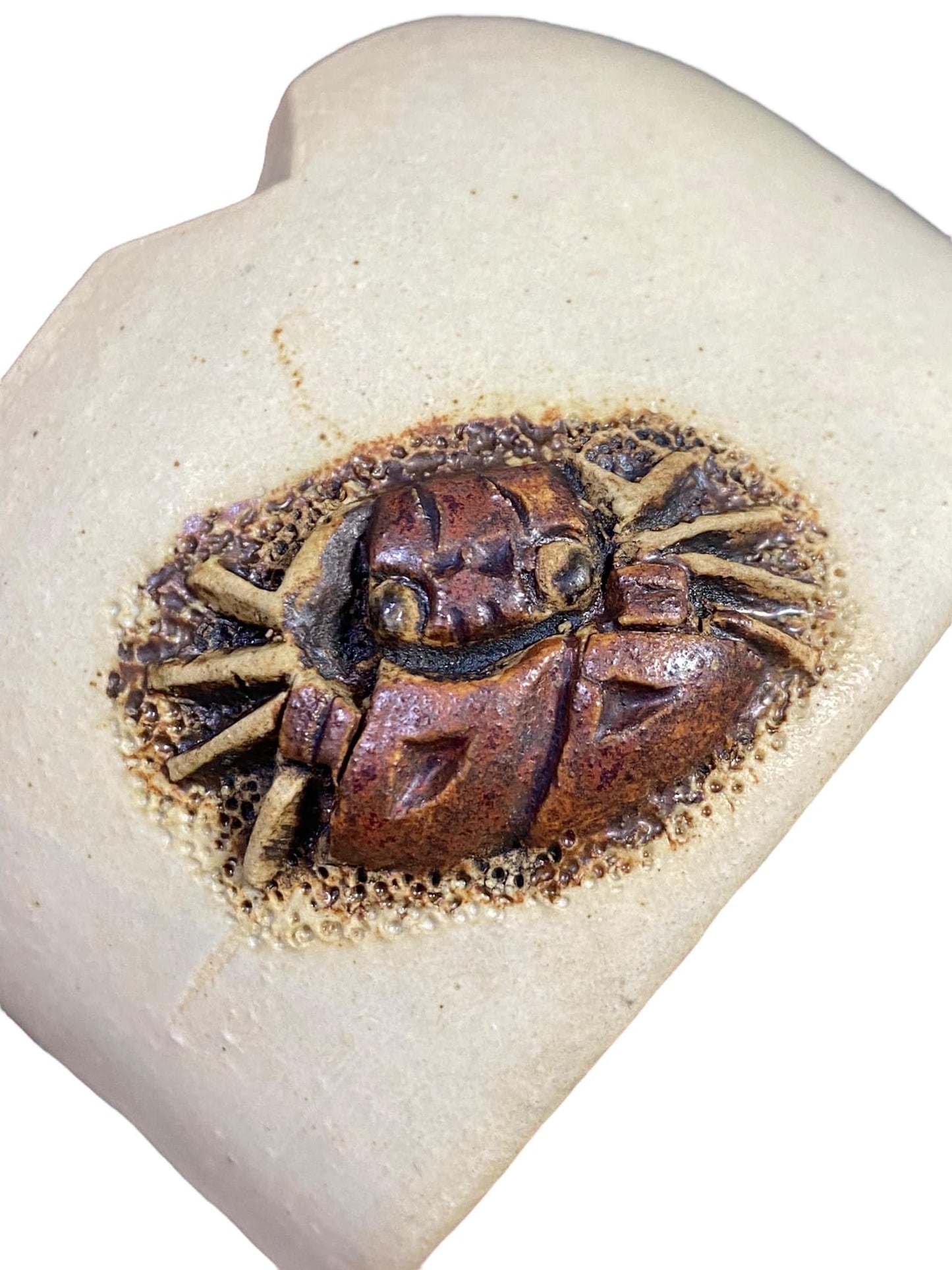 Tanabe Sekisyu - Carved Crab on a Bowl Bonsai Pot (3-7/16" wide)