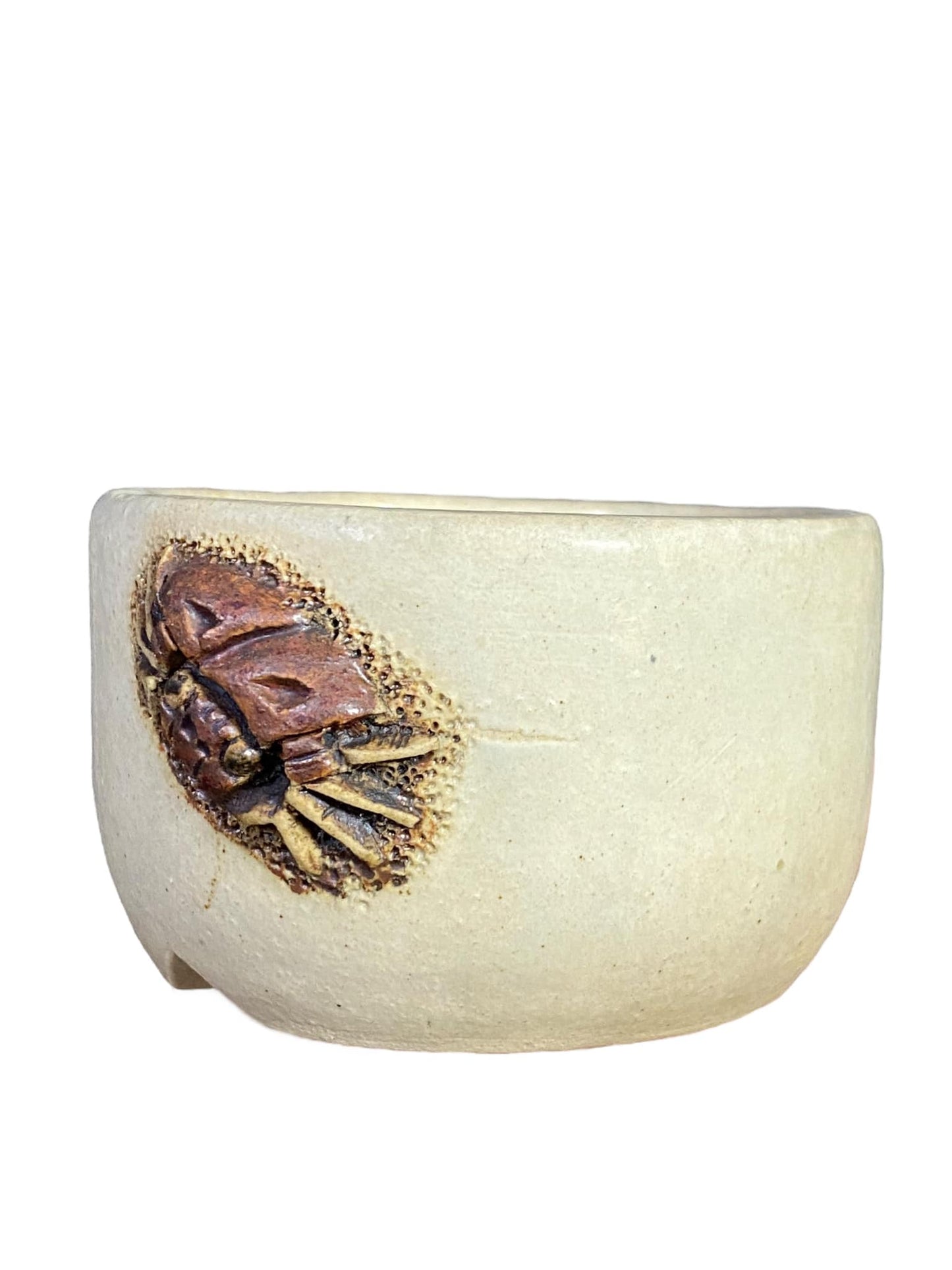 Tanabe Sekisyu - Carved Crab on a Bowl Bonsai Pot (3-7/16" wide)