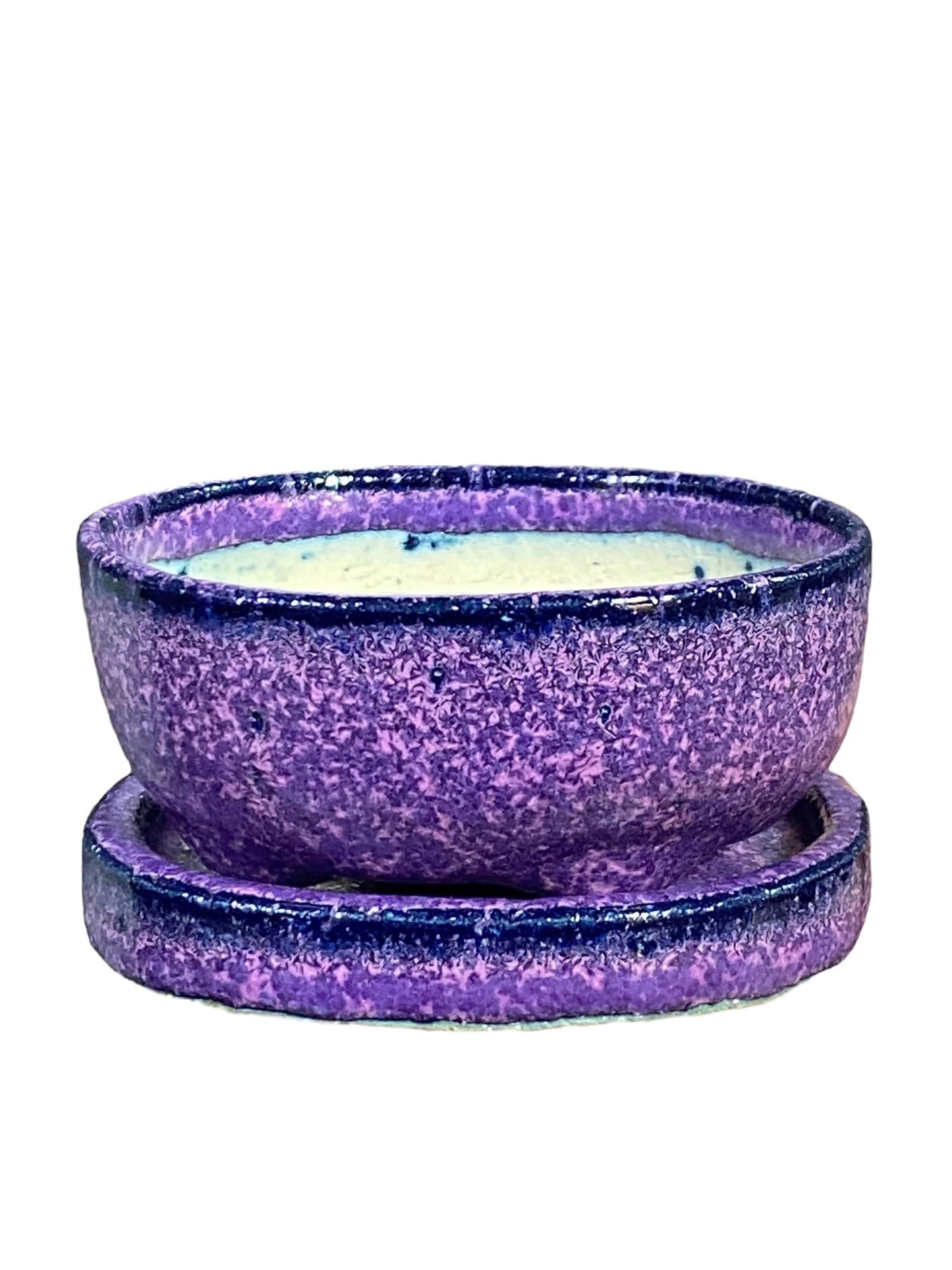 Kiyoshi Kiowai “Fuka” - Purple Glazed Bonsai Pot and Suiban (2-7/8" wide)