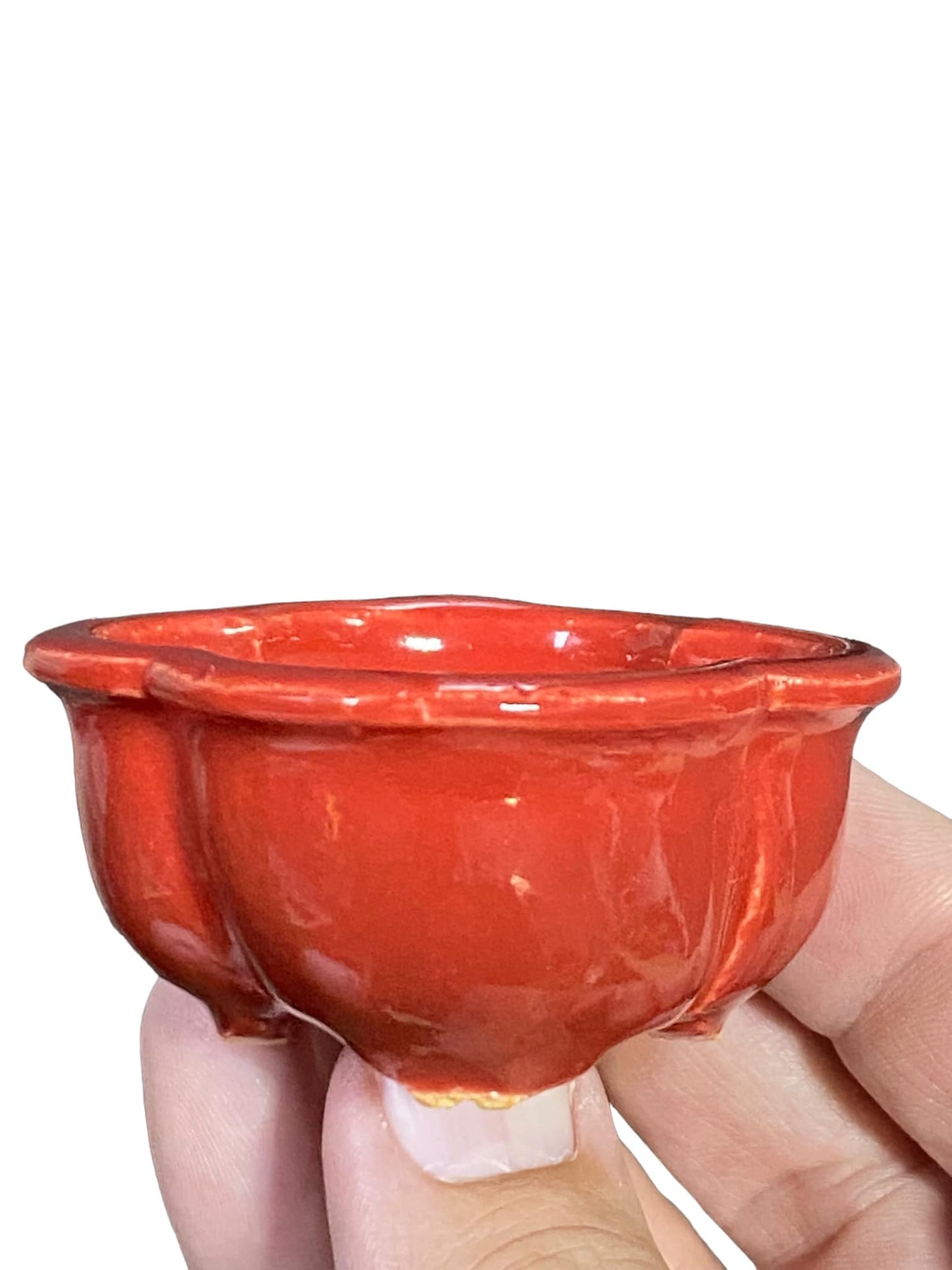 Kiyoshi Kiowai “Fuka” -  Rich Red Glazed Bonsai Pot (2-7/8" wide)