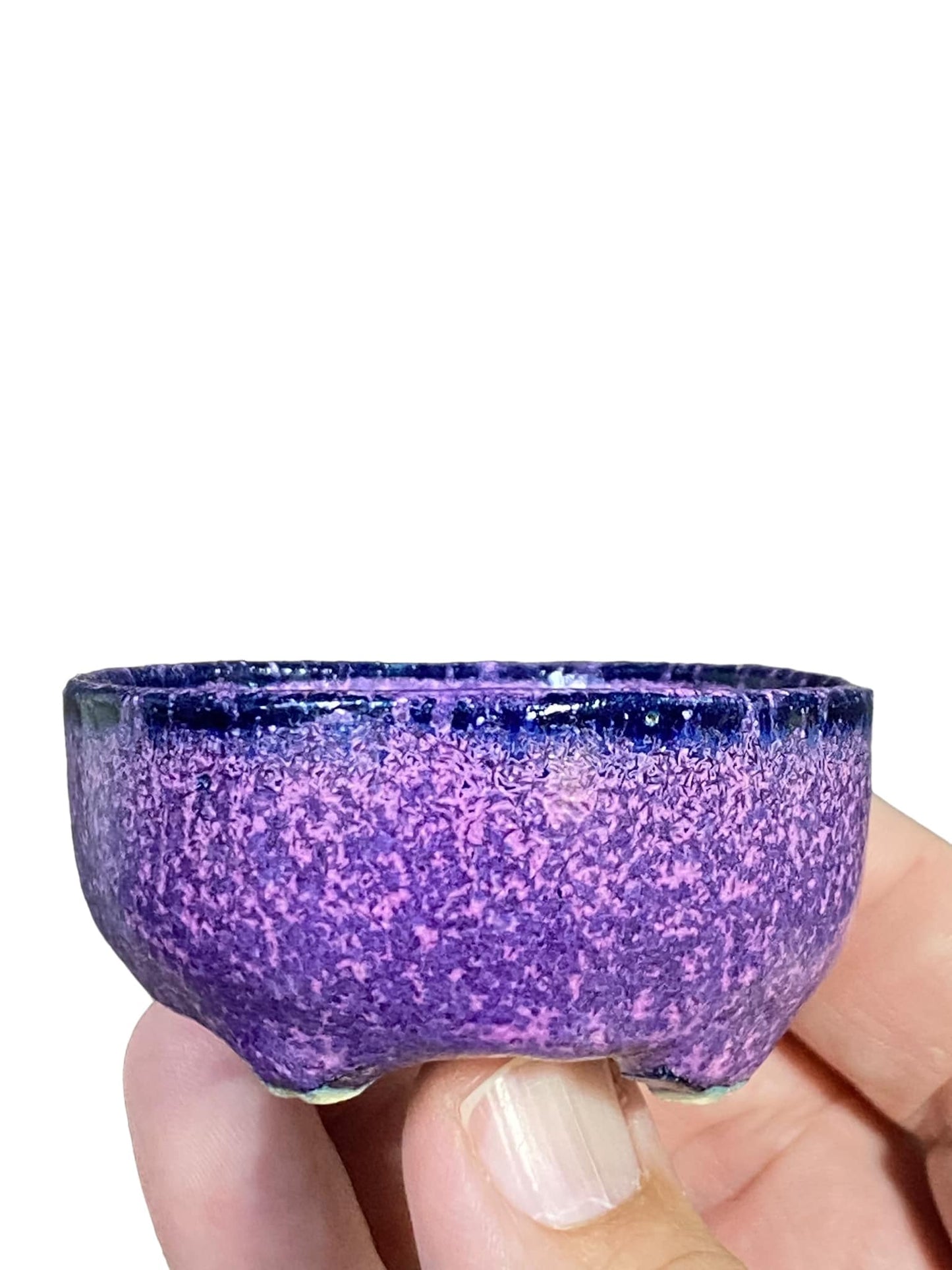 Kiyoshi Kiowai “Fuka” - Purple Glazed Bonsai Pot and Suiban (2-7/8" wide)