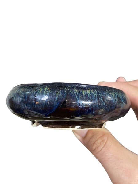 Shoseki - Stellar Glazed Curled Bowl Bonsai Pot (4-1/8" wide)