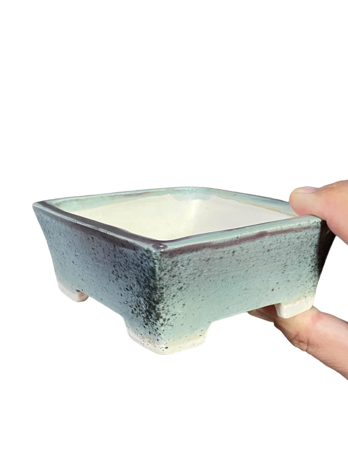 Shoseki - Stellar Speckle Glazed Square Bonsai Pot (4-5/8" wide)