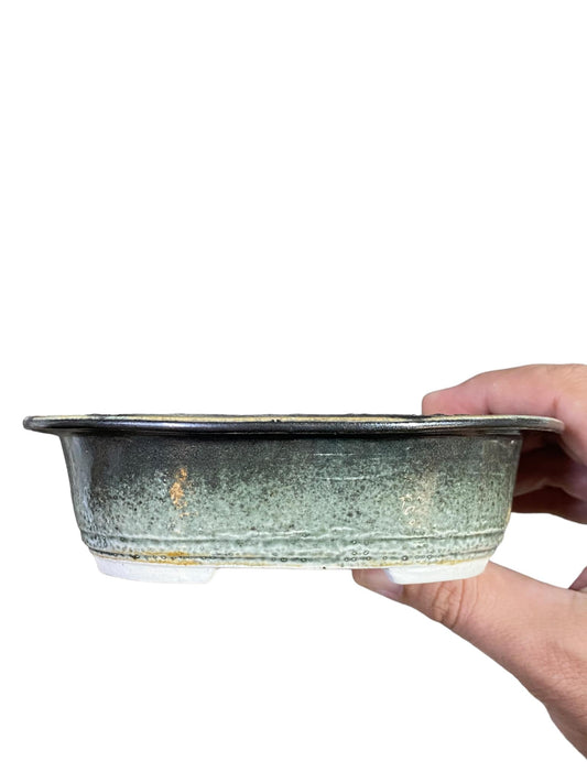 Shoseki - Multi-Layer Speckled Glazed Oval Bonsai Pot (5-13/16" wide)