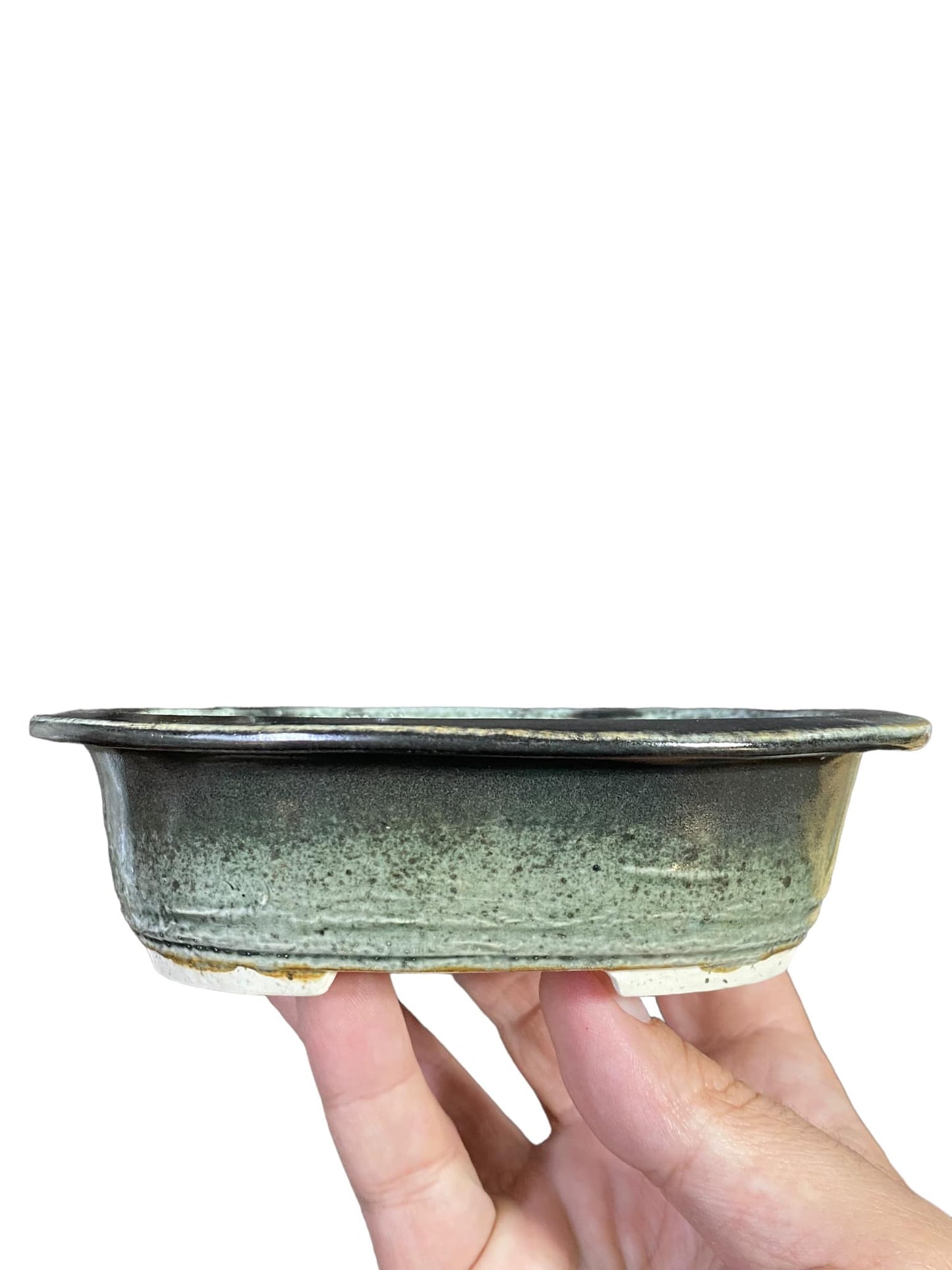 Shoseki - Multi-Layer Speckled Glazed Oval Bonsai Pot (5-13/16" wide)