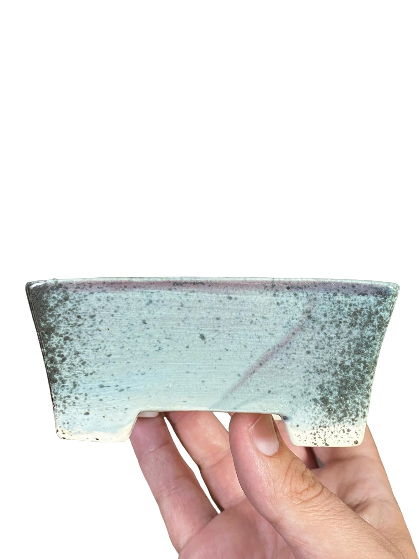 Shoseki - Stellar Speckle Glazed Square Bonsai Pot (4-5/8" wide)