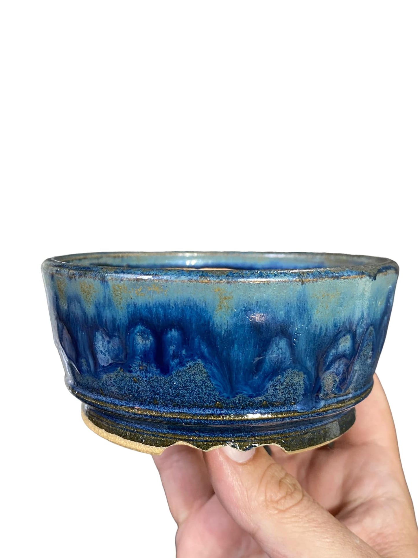 Shoseki - Multicolor Glazed Bowl Bonsai Pot (4-5/8" wide)