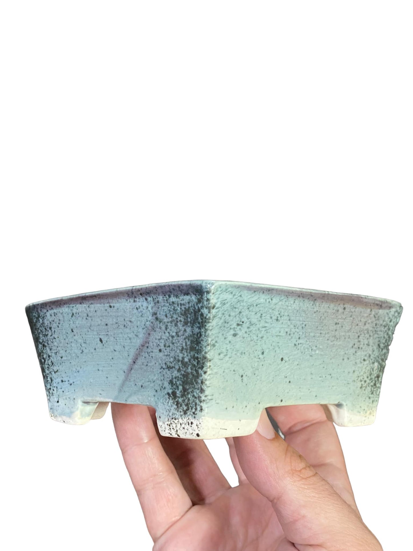 Shoseki - Stellar Speckle Glazed Square Bonsai Pot (4-5/8" wide)