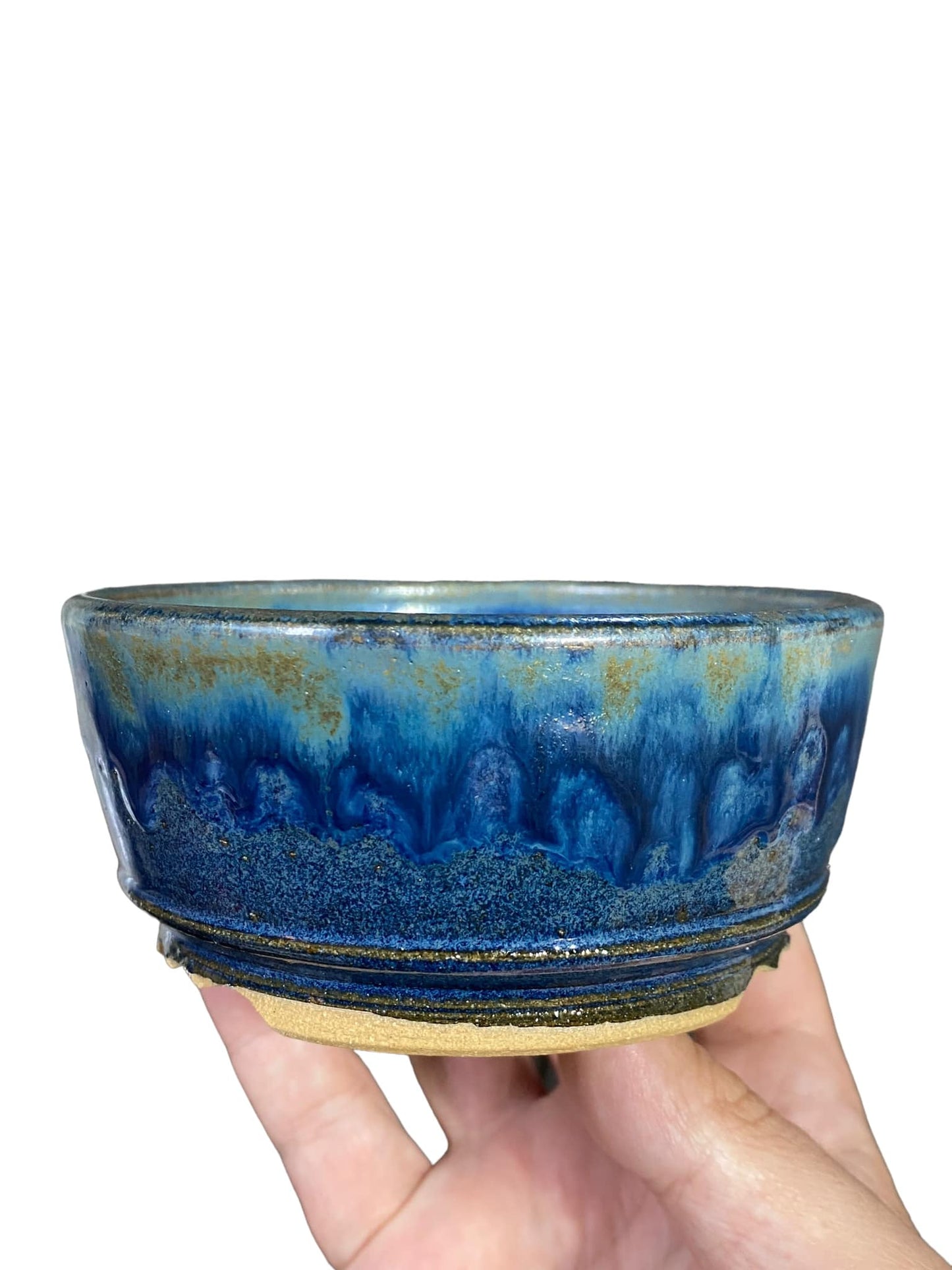 Shoseki - Multicolor Glazed Bowl Bonsai Pot (4-5/8" wide)