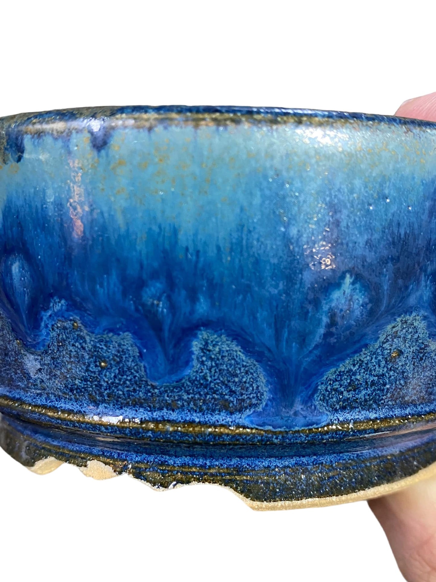 Shoseki - Multicolor Glazed Bowl Bonsai Pot (4-5/8" wide)